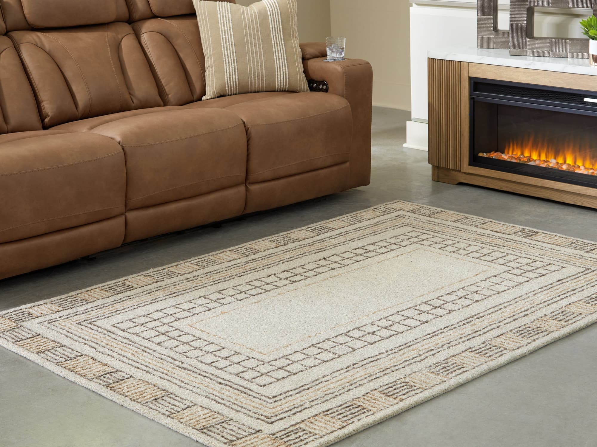 Idaman Taupe/Brown Medium Rug - Image 1