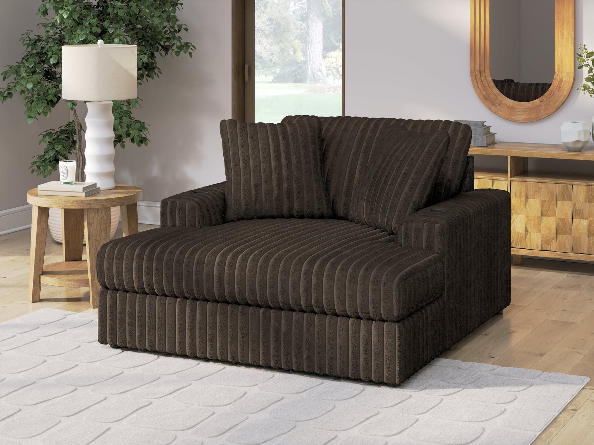 Midnight-Madness Chocolate Velvet Oversized Chaise - Image 1
