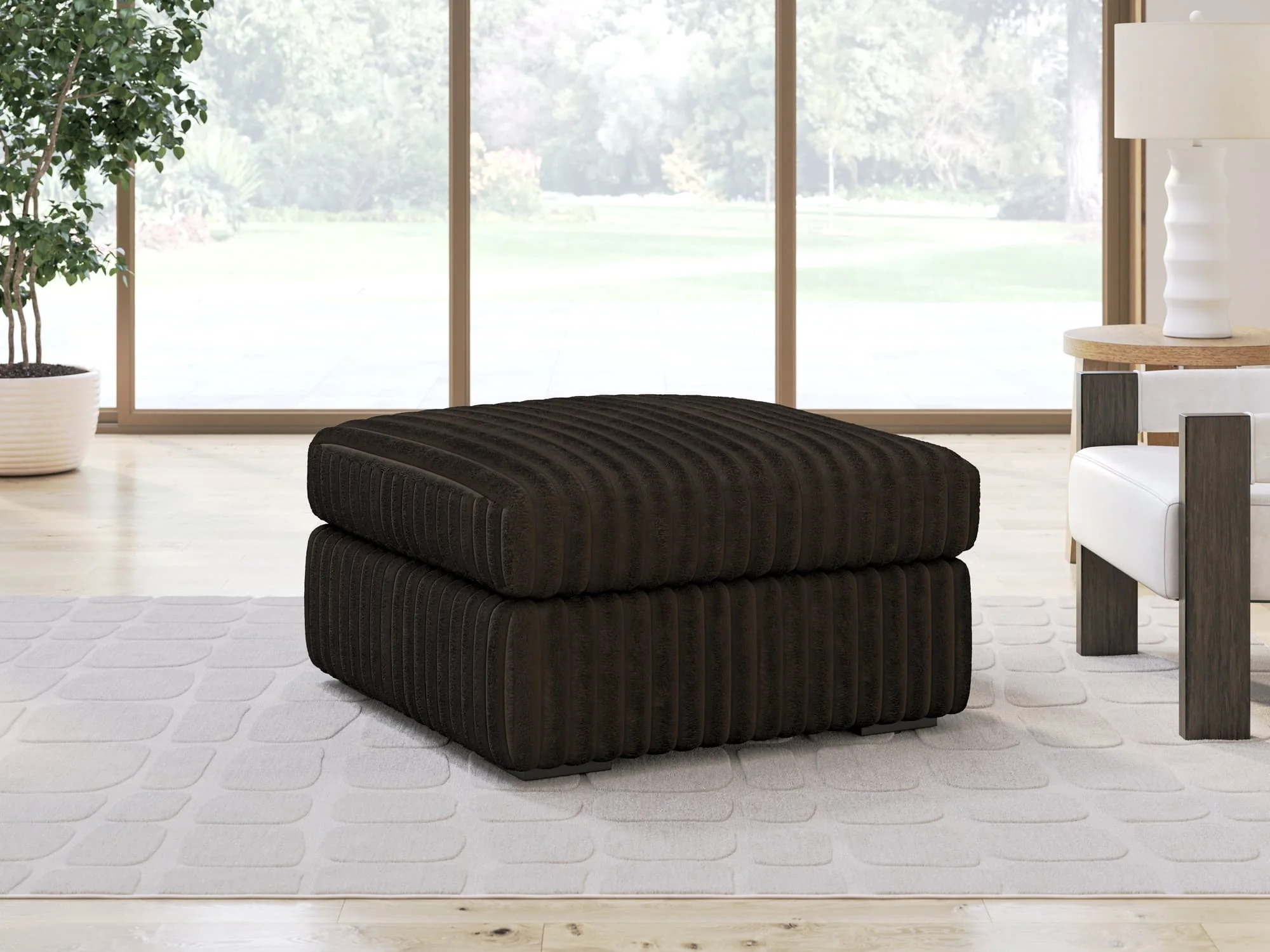 Midnight-Madness Chocolate Velvet Oversized Accent Ottoman - Image 1