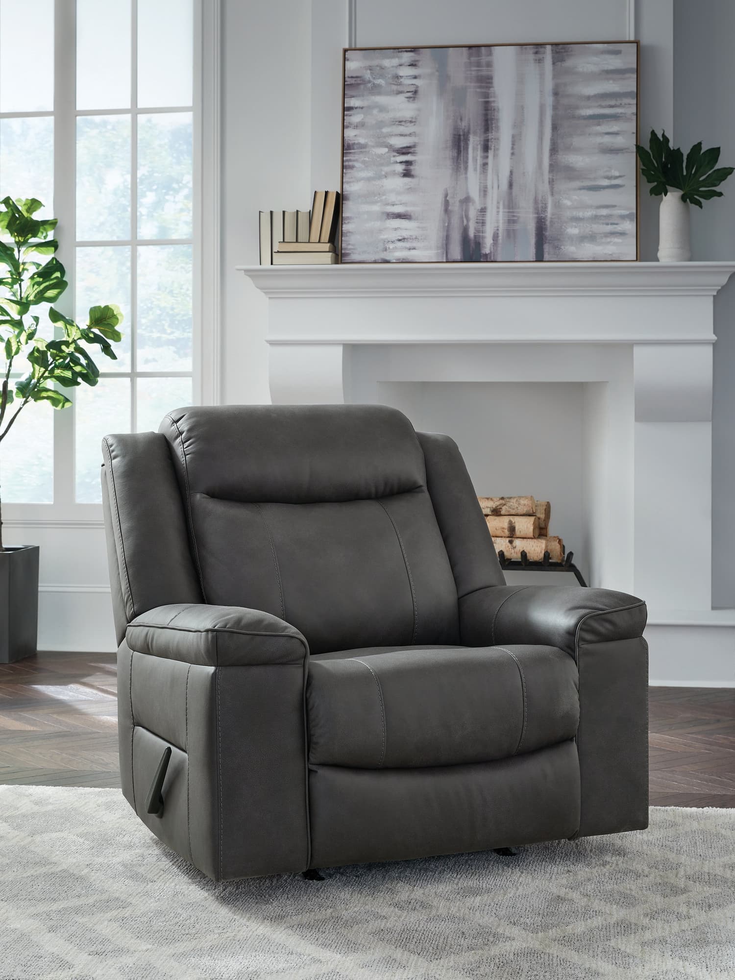 Status Check Shadow Faux Leather Recliner - Image 1