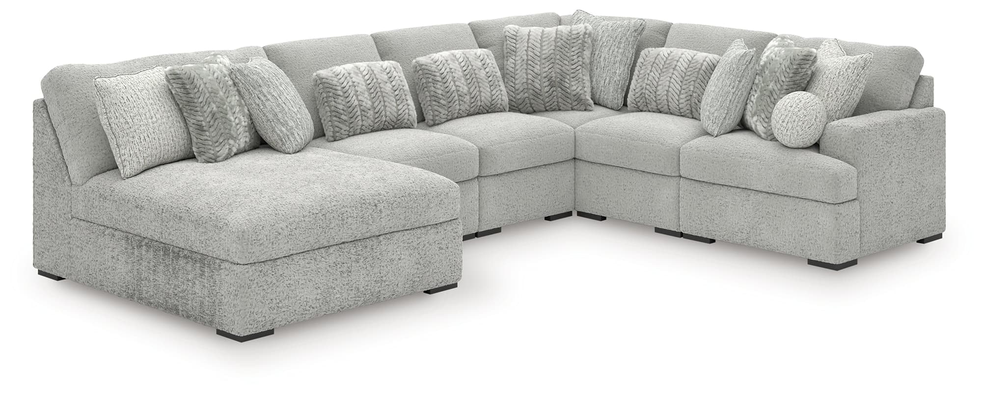 Cuddle Plush Arctic Chenille,Velvet 6-Piece Sectional with Chaise - Image 1