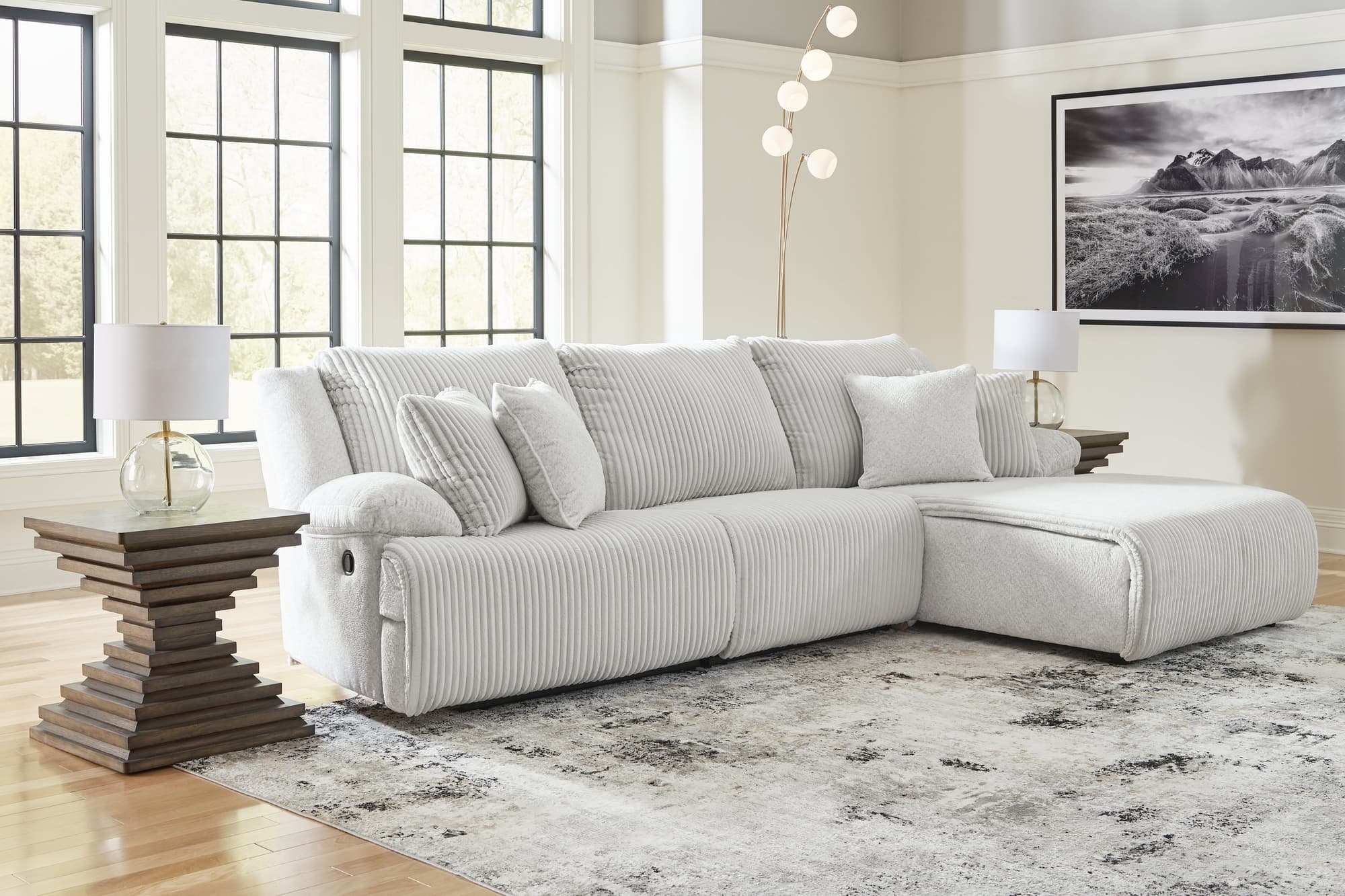 Top Tier Alloy Velvet 3-Piece Sectional Sofa Chaise - Image 1