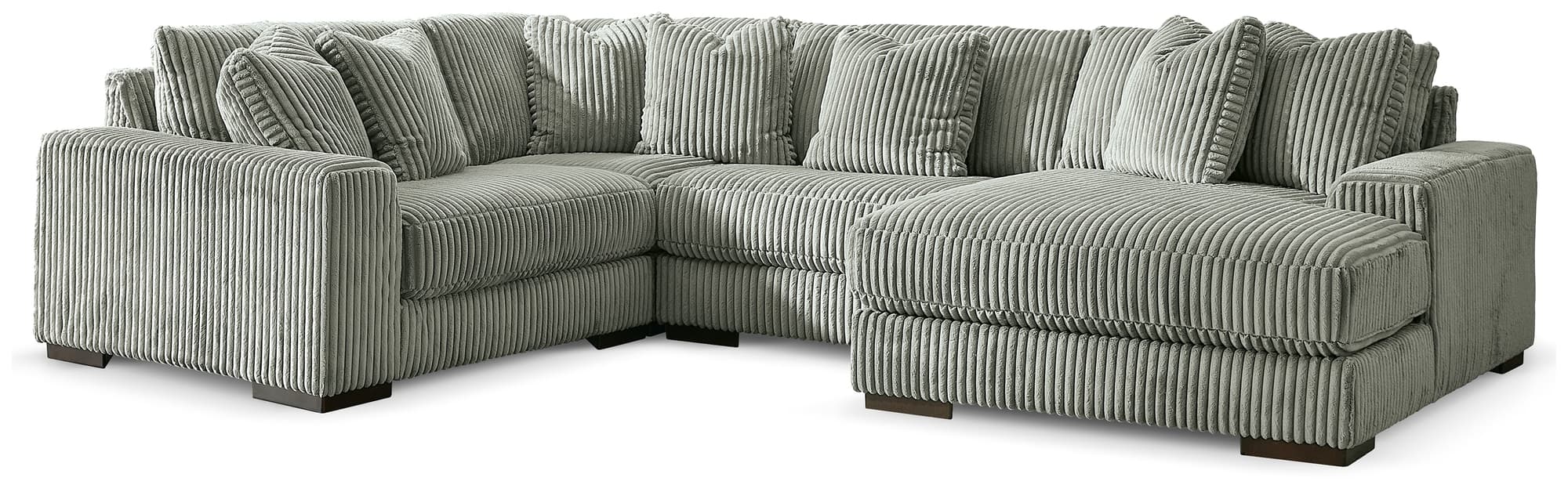 Lindyn Fog Velvet 4-Piece Sectional with Chaise - Image 1