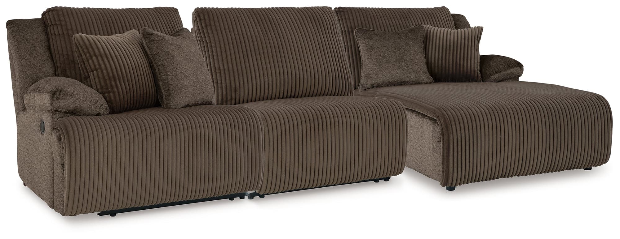 Top Tier Chocolate Velvet 3-Piece Sofa Chaise Sectional - Image 1
