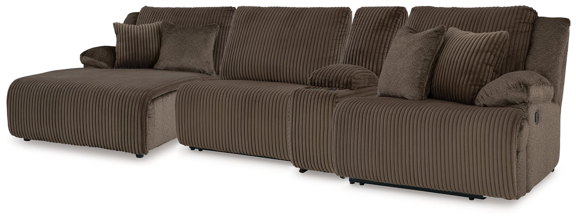Top Tier Chocolate Velvet 4-Piece Reclining Sectional with Chaise - Image 1