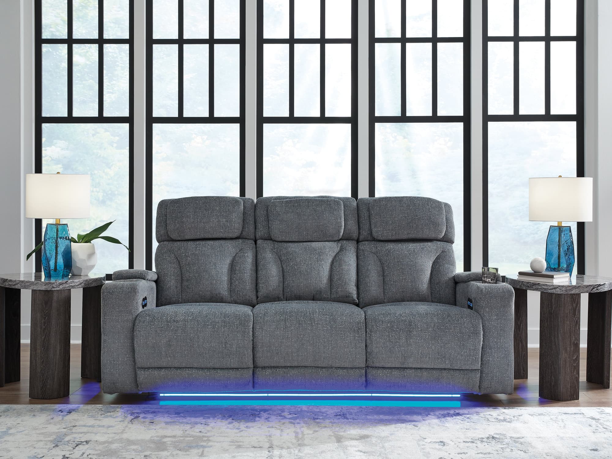 Studio Cave Steel Performance Fabric,Next-Gen Nuvella™,Chenille Power Reclining Sofa - Image 1