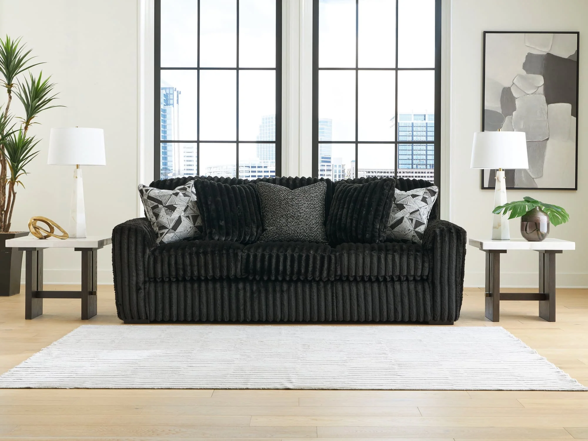 Midnight-Madness Onyx Velvet Sofa - Image 1