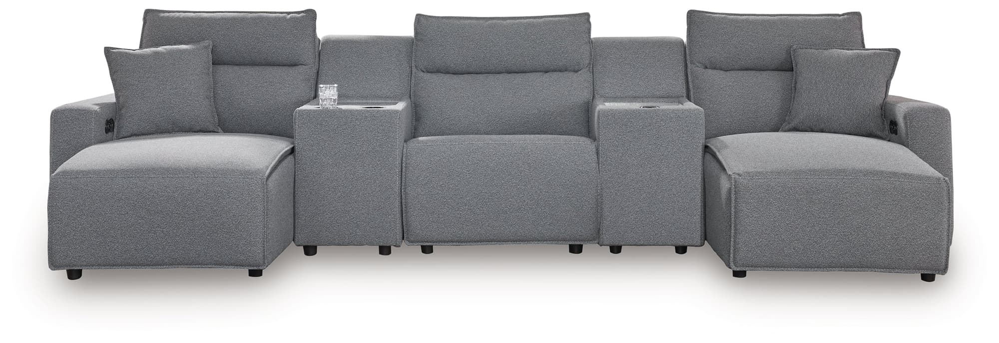 Modmax Salt and Pepper Next-Gen Nuvella™ 5-Piece Power Reclining Sectional with Chaise - Image 1