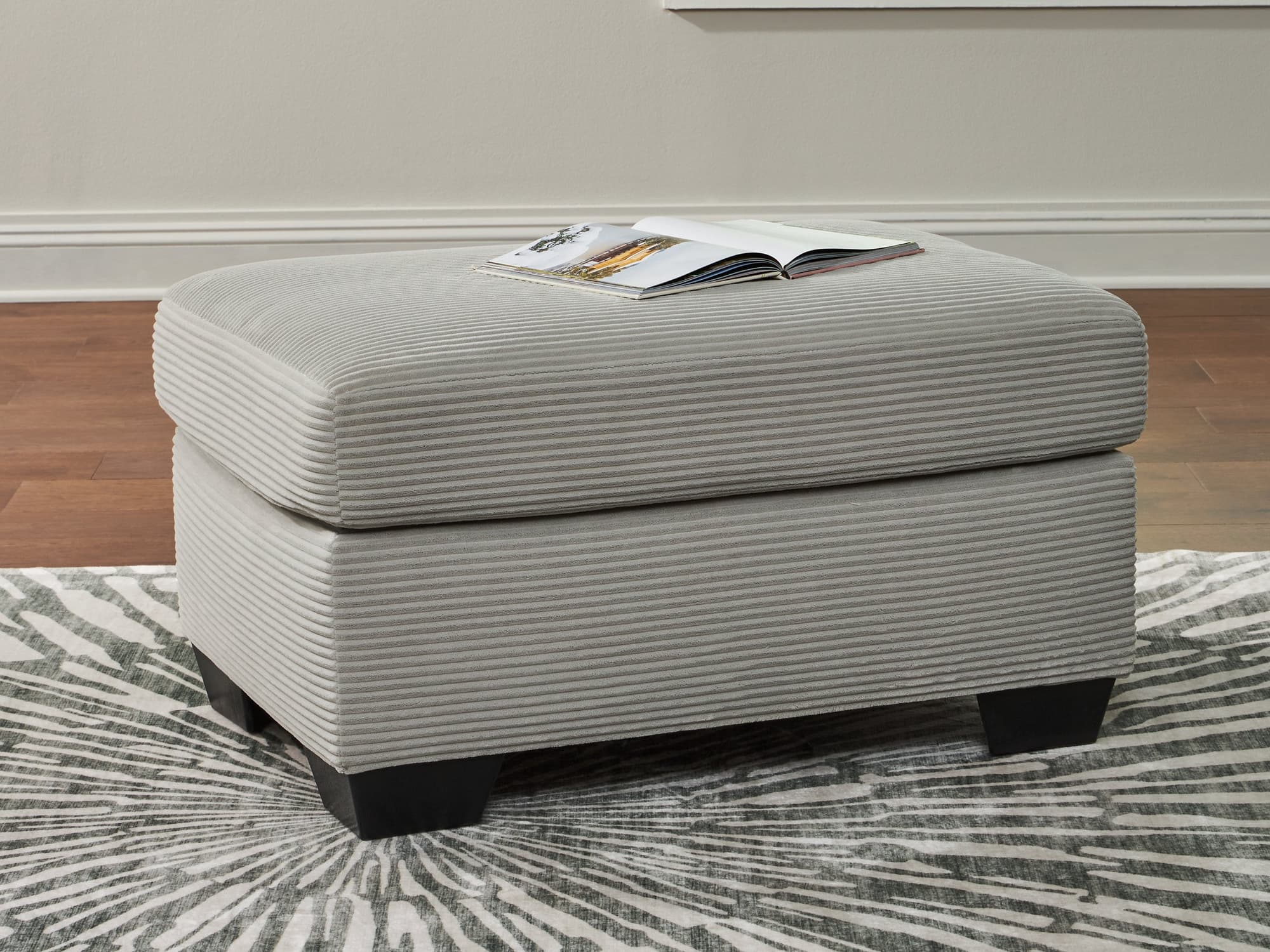 Greenbriar Smoke Velvet Ottoman - Image 1