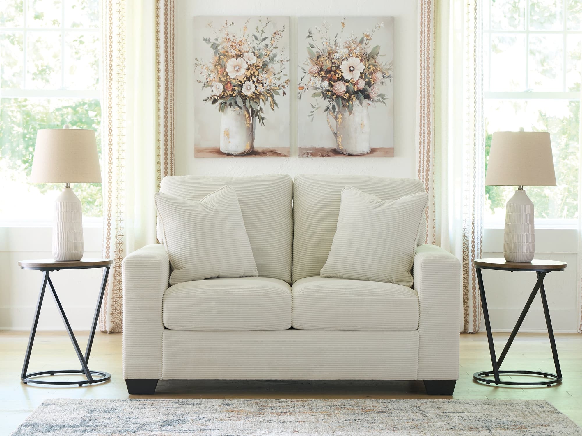 Greenbriar Ivory Velvet Loveseat - Image 1