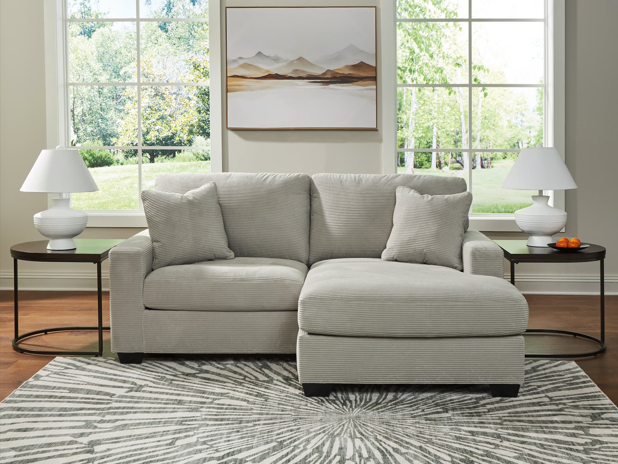 Greenbriar Smoke Velvet Sofa Chaise - Image 1