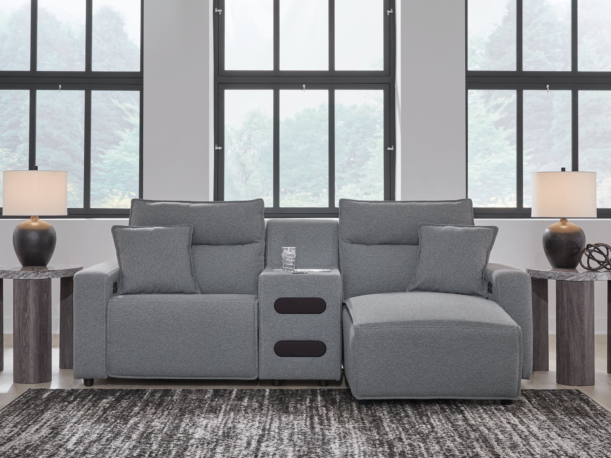 ModMax II Salt and Pepper Next-Gen Nuvella™ 3-Piece Power Reclining Sectional with Chaise - Image 1