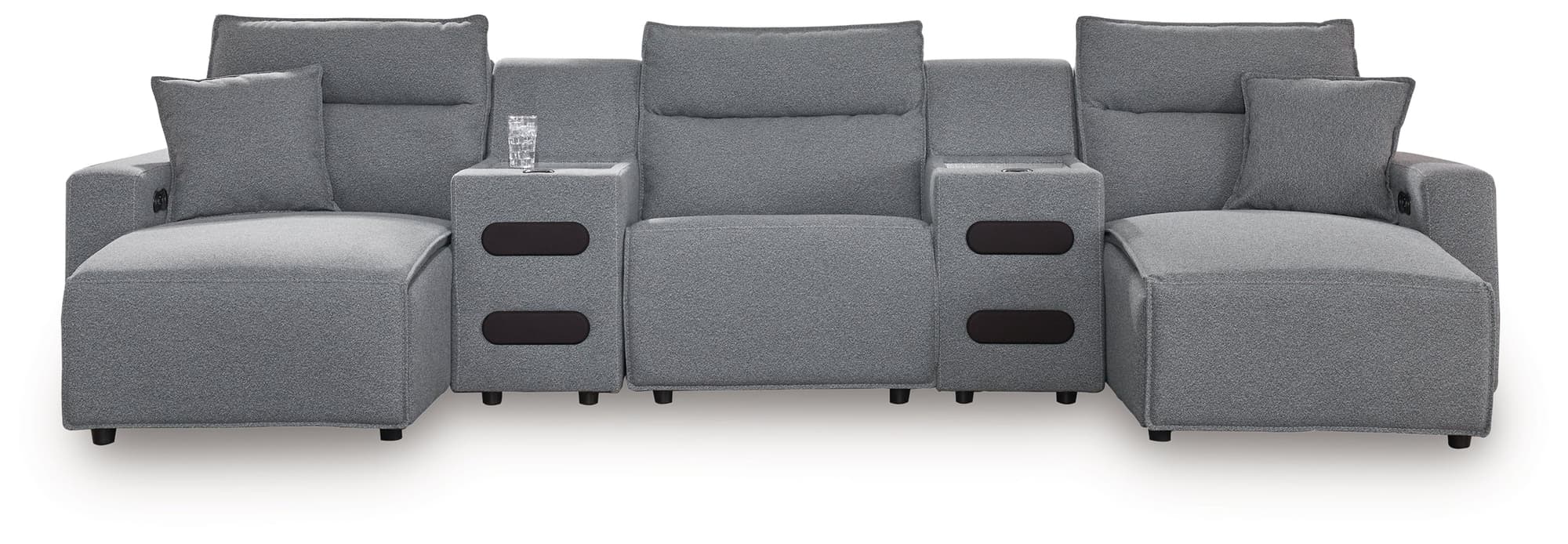 ModMax II Salt and Pepper Next-Gen Nuvella™ 5-Piece Power Reclining Sectional with Chaise - Image 1