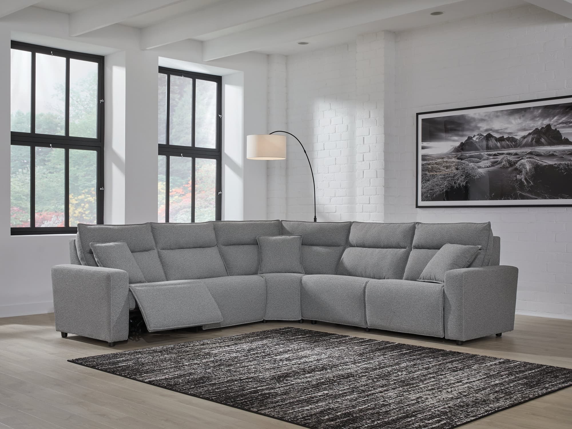 ModMax II Salt and Pepper Next-Gen Nuvella™ 5-Piece Power Reclining Sectional - Image 1