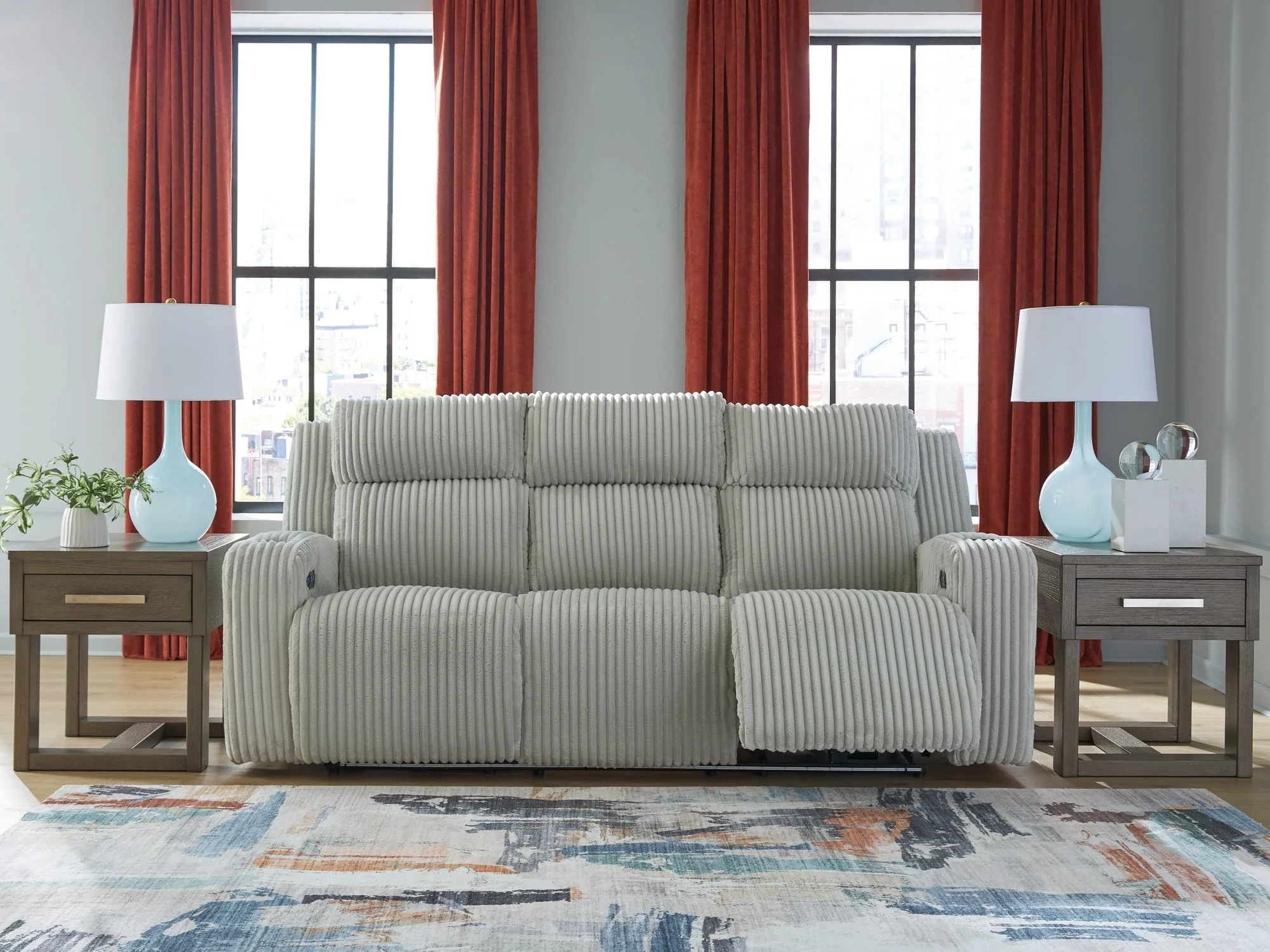 Forest Lake Alloy Chenille,Velvet Power Reclining Sofa - Image 1