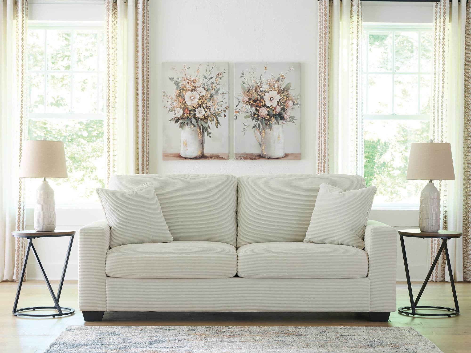 Greenbriar Ivory Velvet Sofa - Image 1