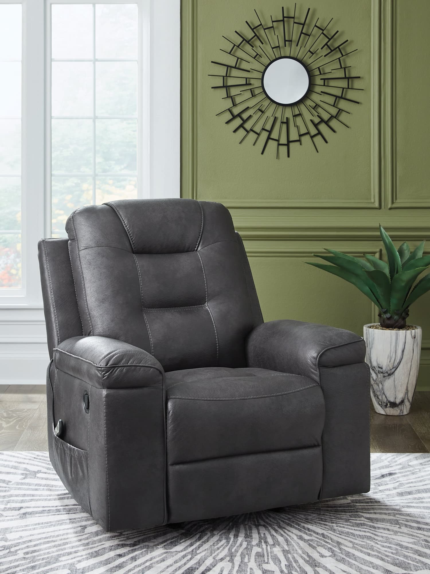 Stockworth Granite Faux Leather Recliner - Image 1