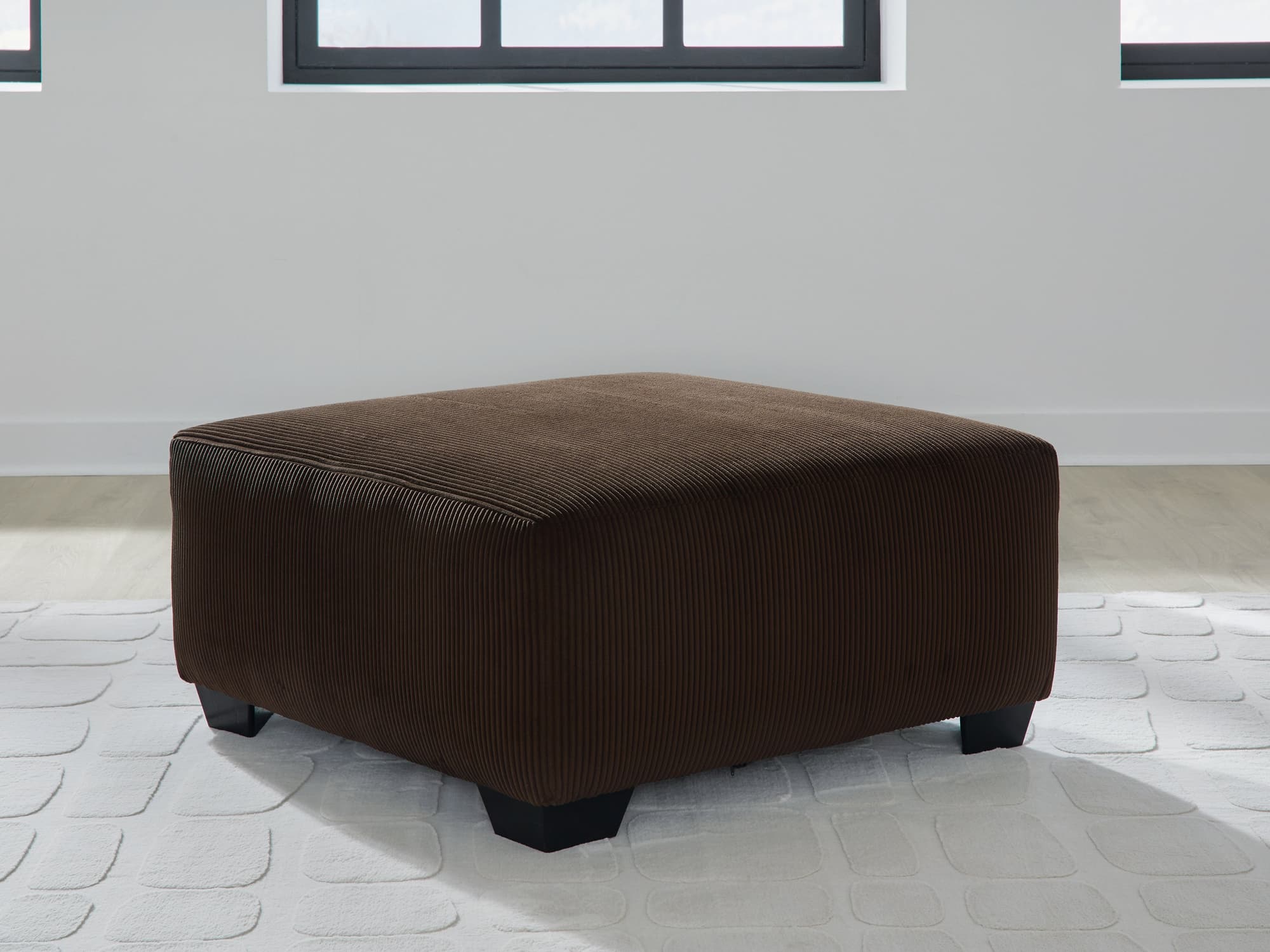 Kimlee Chocolate Velvet Oversized Accent Ottoman - Image 1