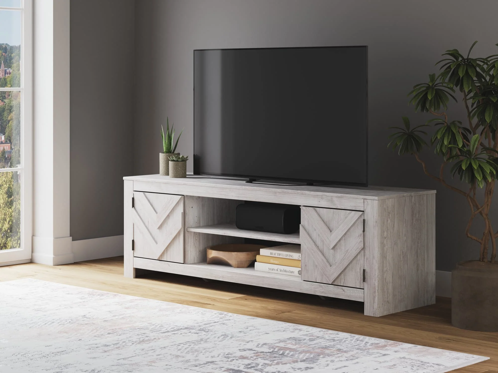 Cayboni Whitewash 71″ TV Stand