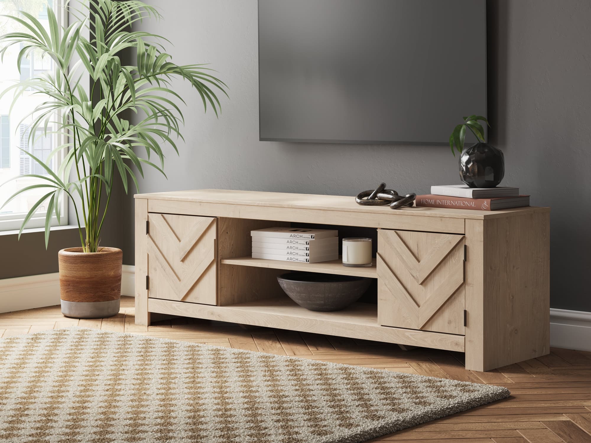 Cayboni Tan 71″ TV Stand