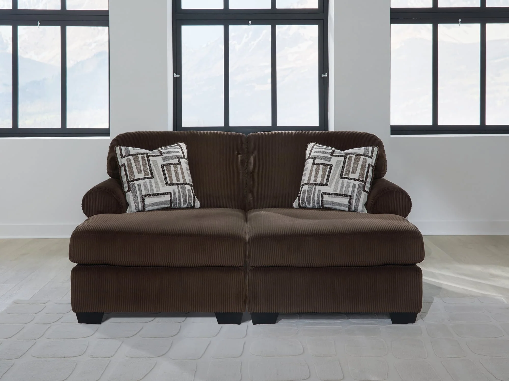 Kimlee Chocolate Velvet 2-Piece Super Chaise - Image 1