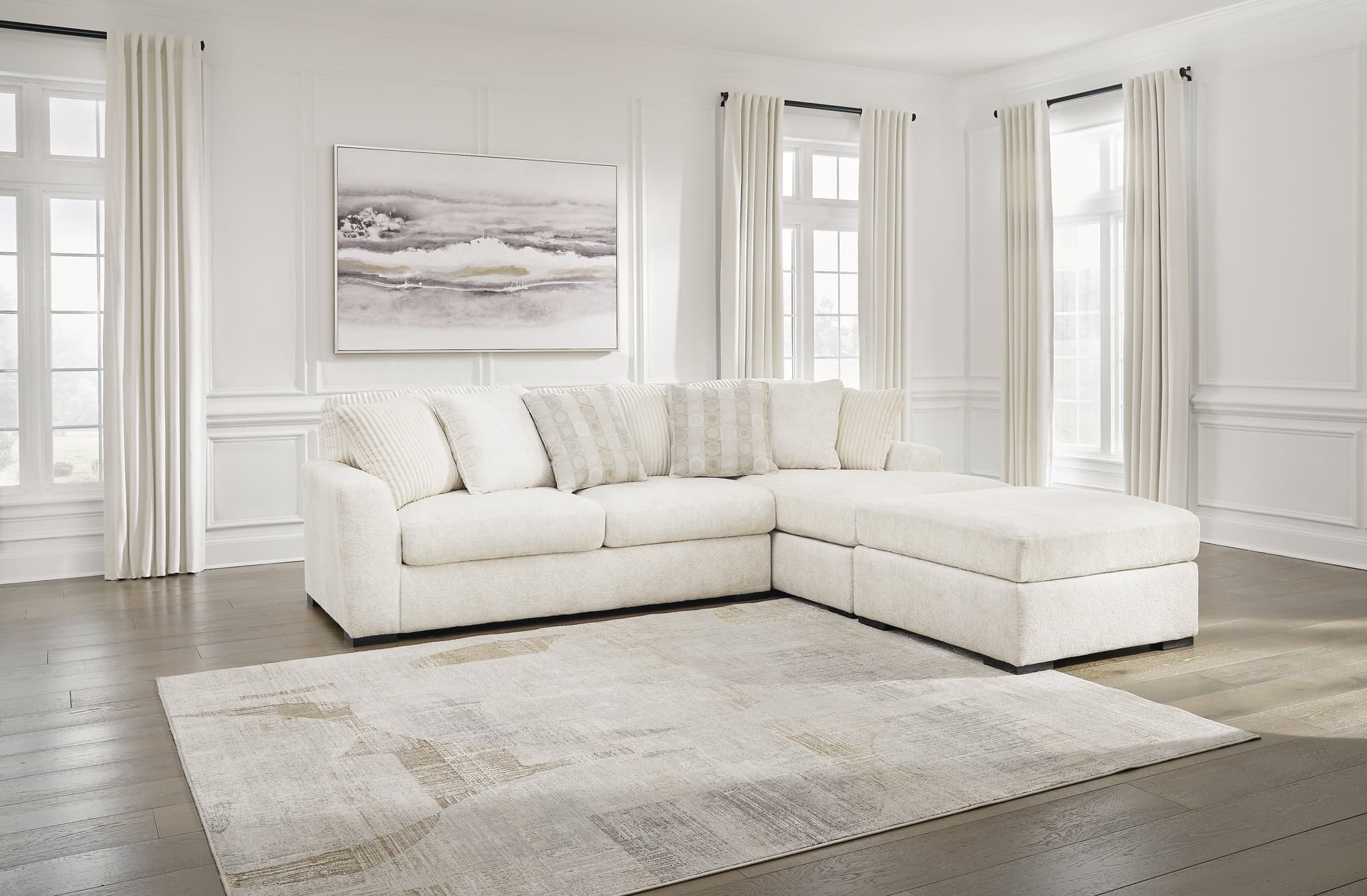 Chessington Ivory 2-Piece Sectional with Ottoman - Image 1
