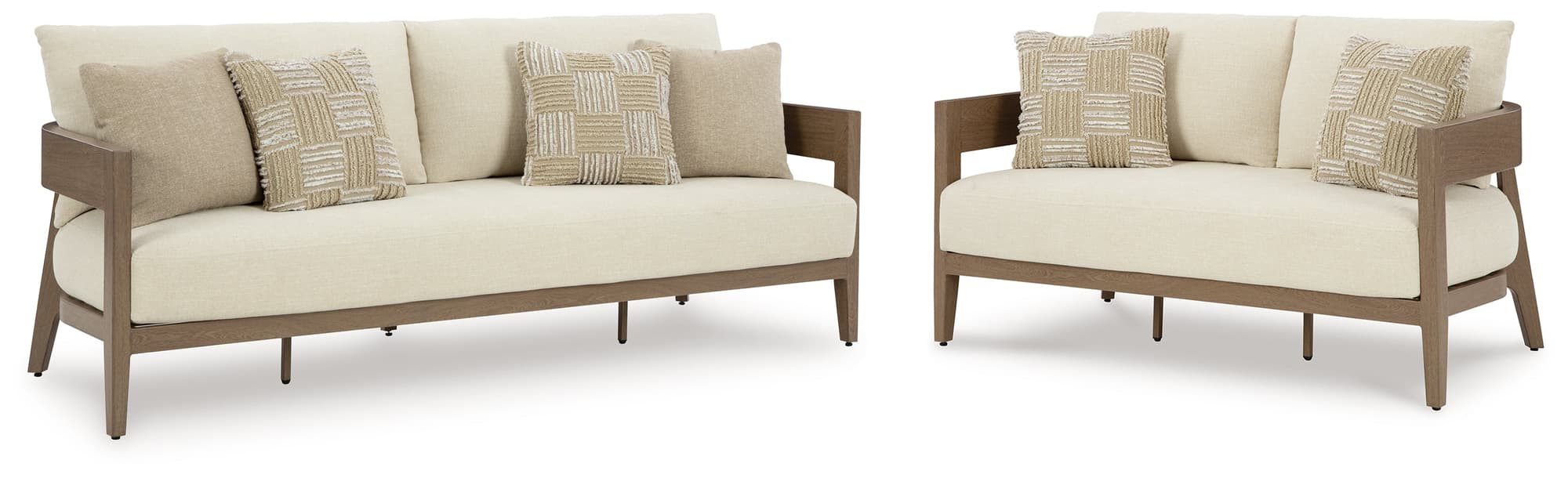 Serene Dark Brown/White Bay Outdoor Sofa and Loveseat - Image 1