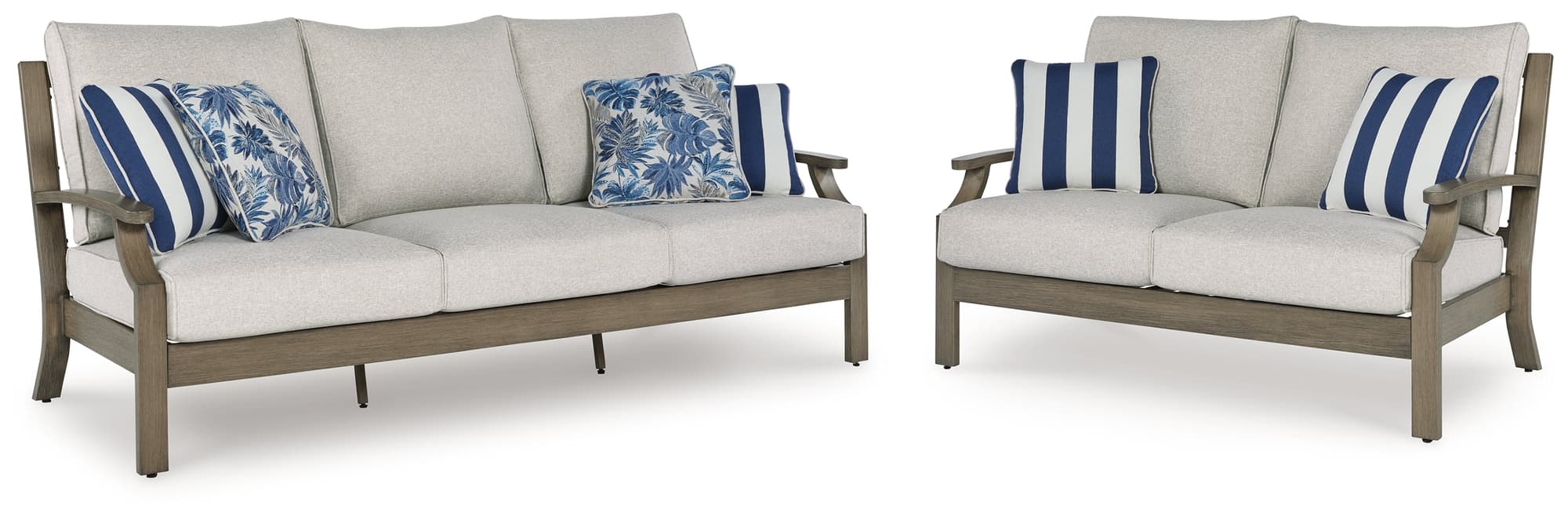 Rainier Brown/Beige Ranch Outdoor Sofa and Loveseat - Image 1