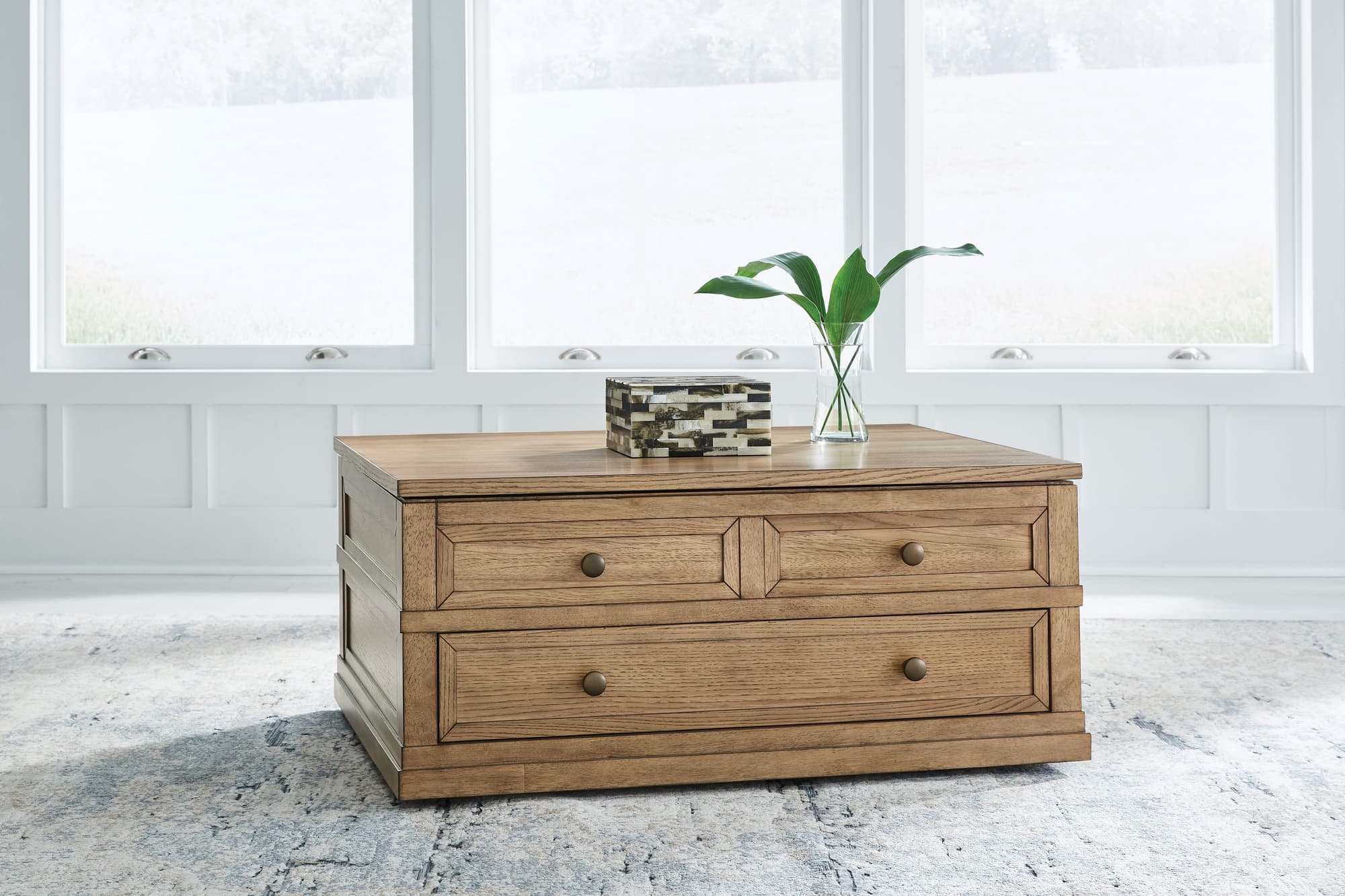 Sharlance Light Brown Coffee Table with 1 End Table - Image 1