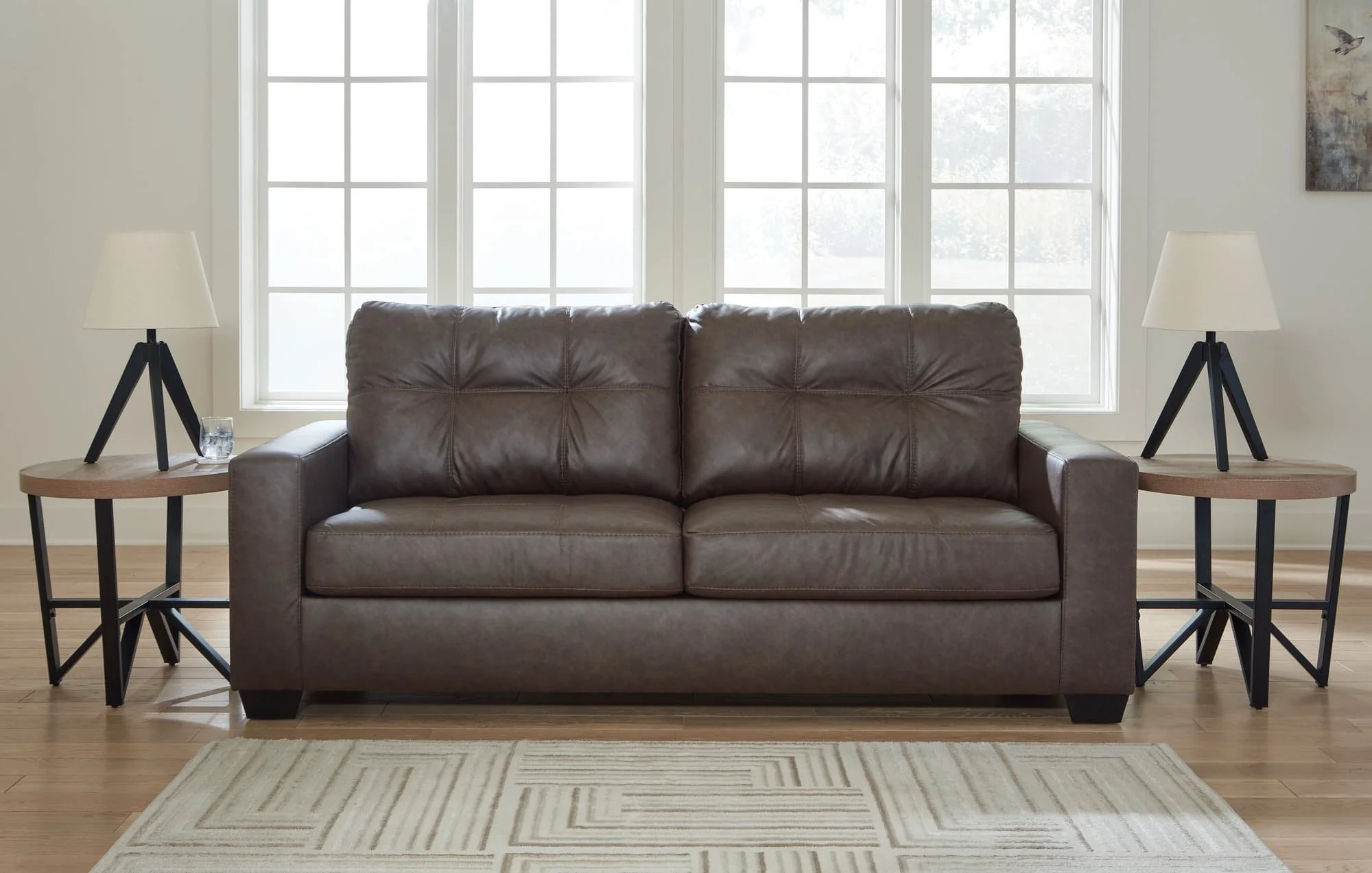 Barlin Mills Umber Faux Leather Sofa - Image 1