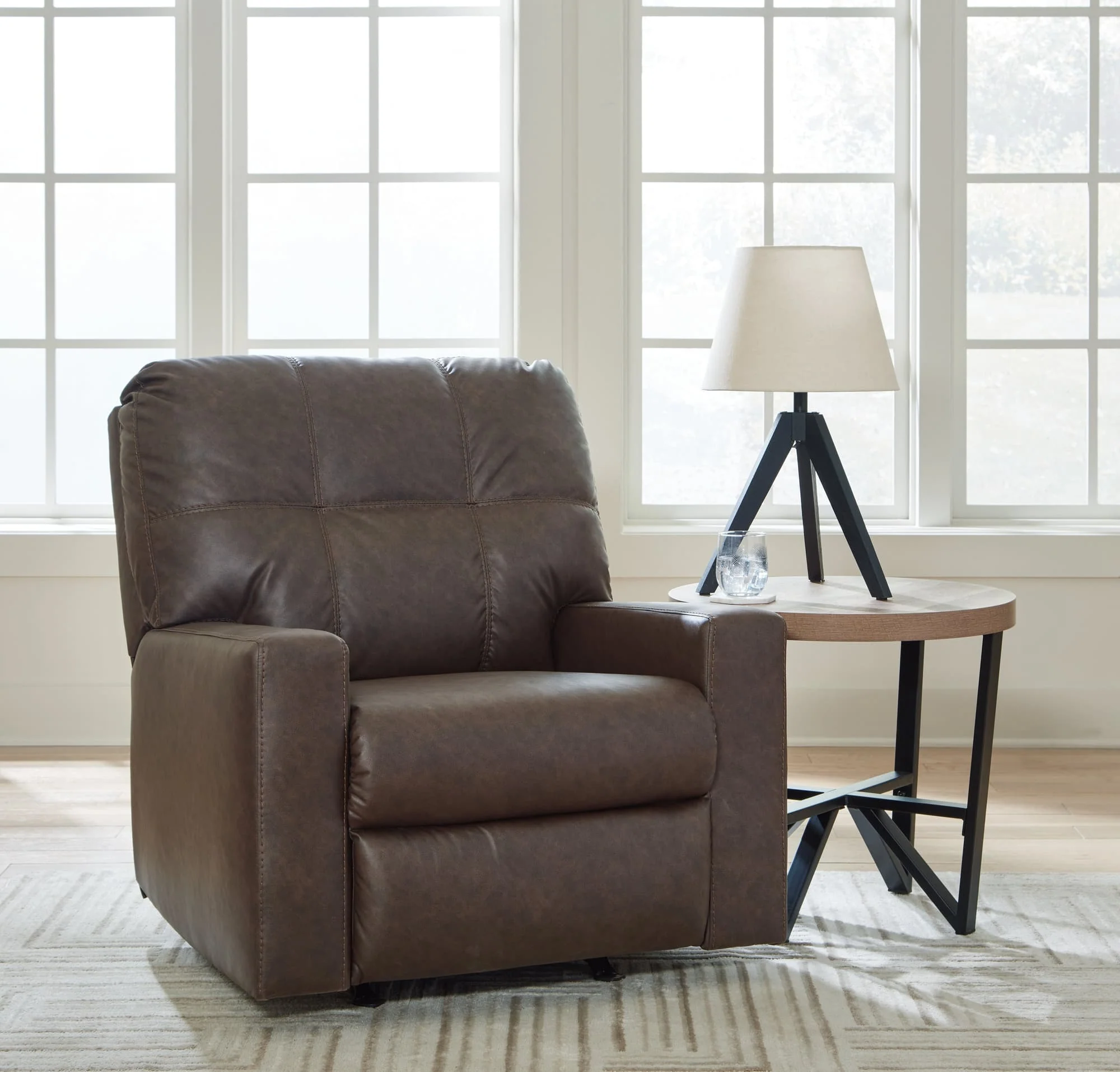 Barlin Mills Umber Faux Leather Recliner - Image 1