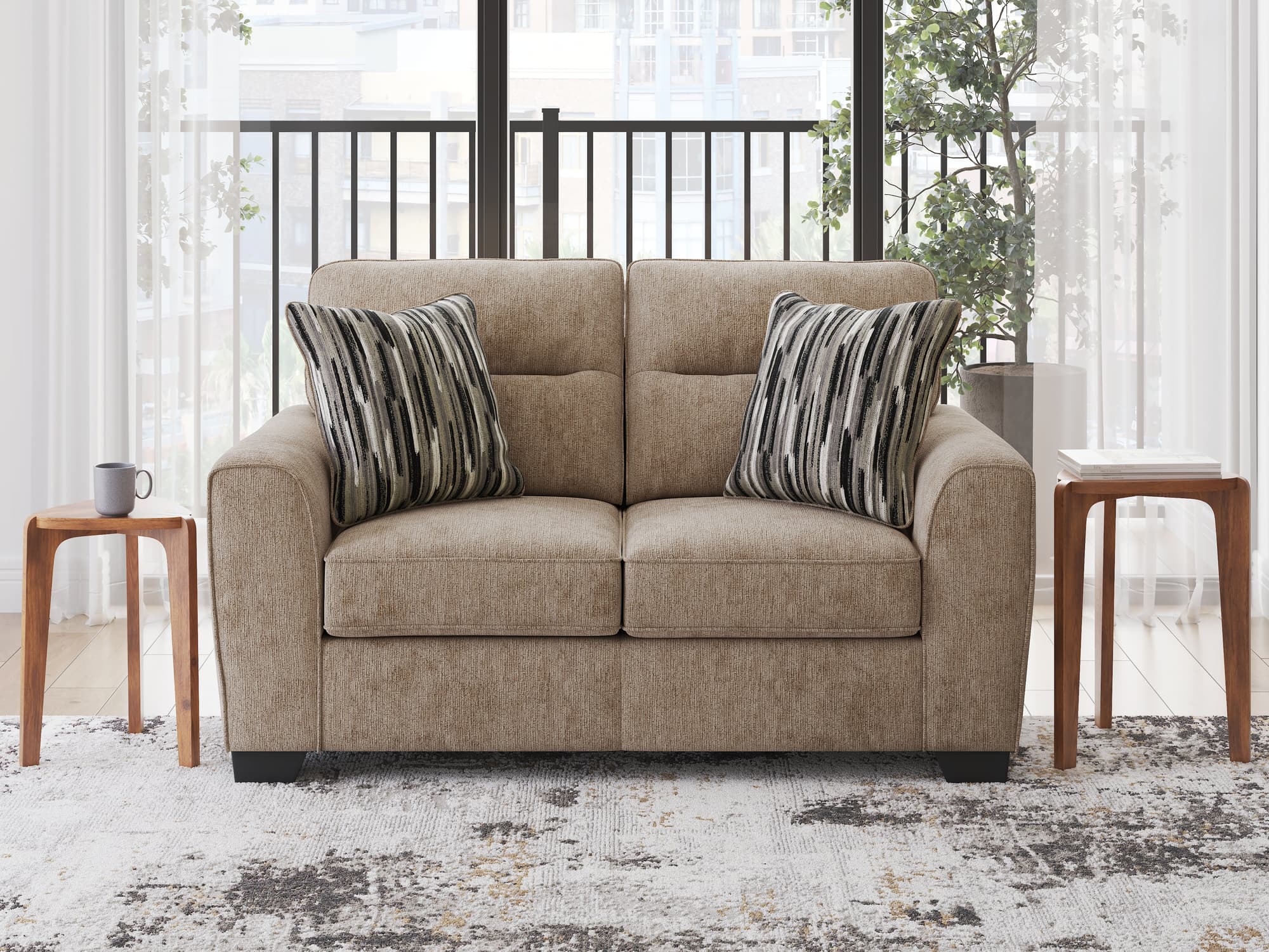 Olten Mocha Chenille Loveseat - Image 1