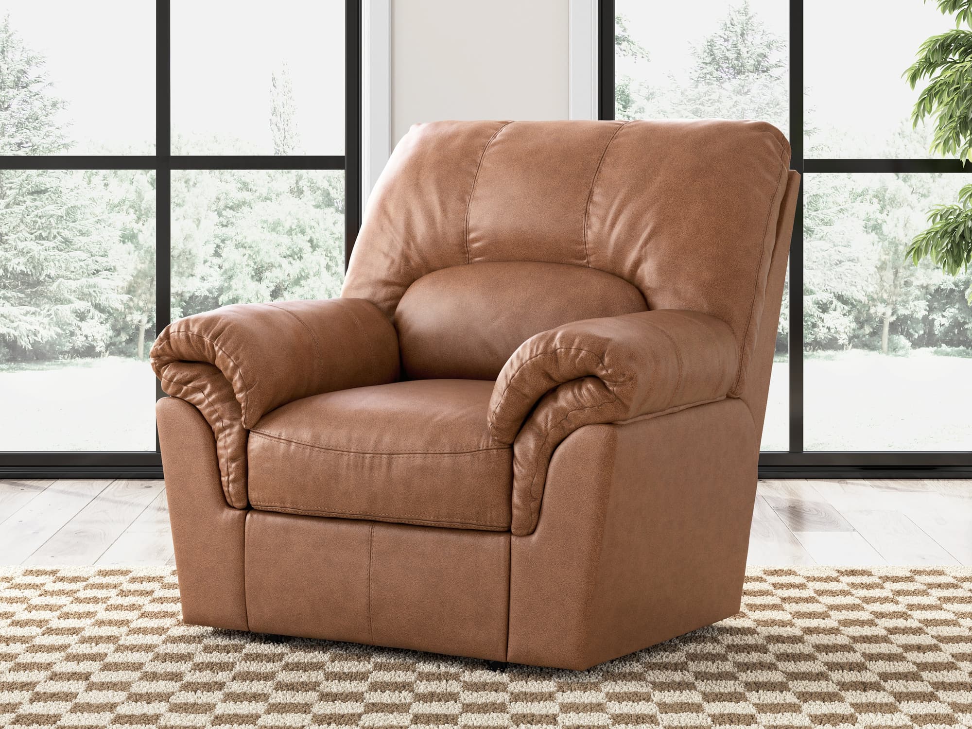 WillowBend Caramel Faux Leather Recliner - Image 1