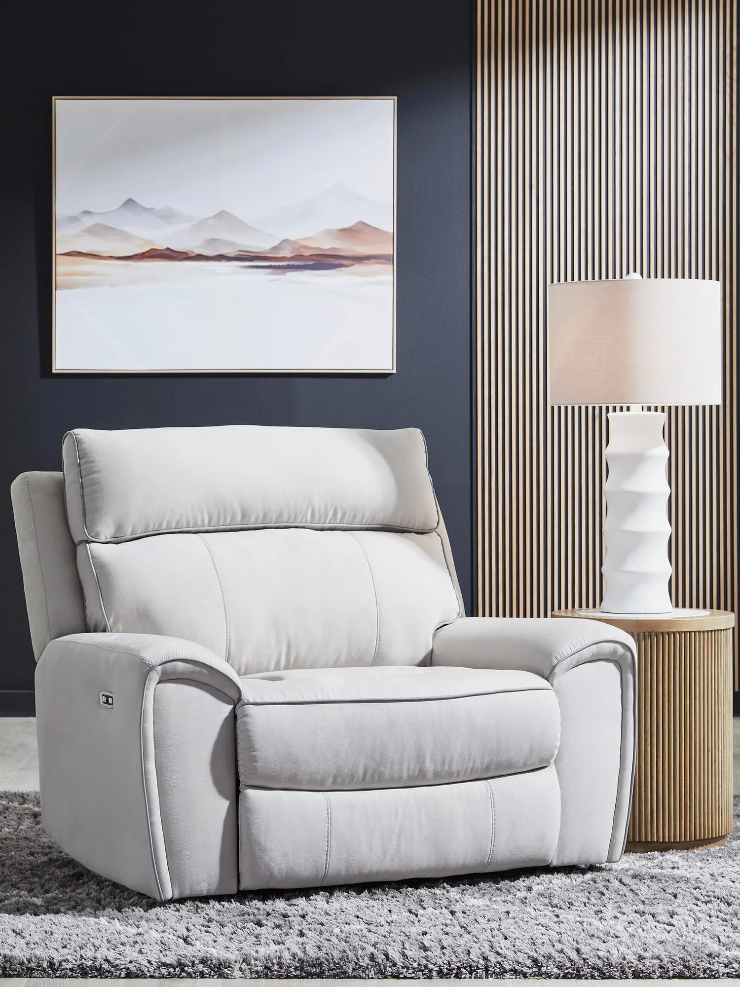 Social Pointe Pearl/Ash Chenille Power Recliner - Image 1