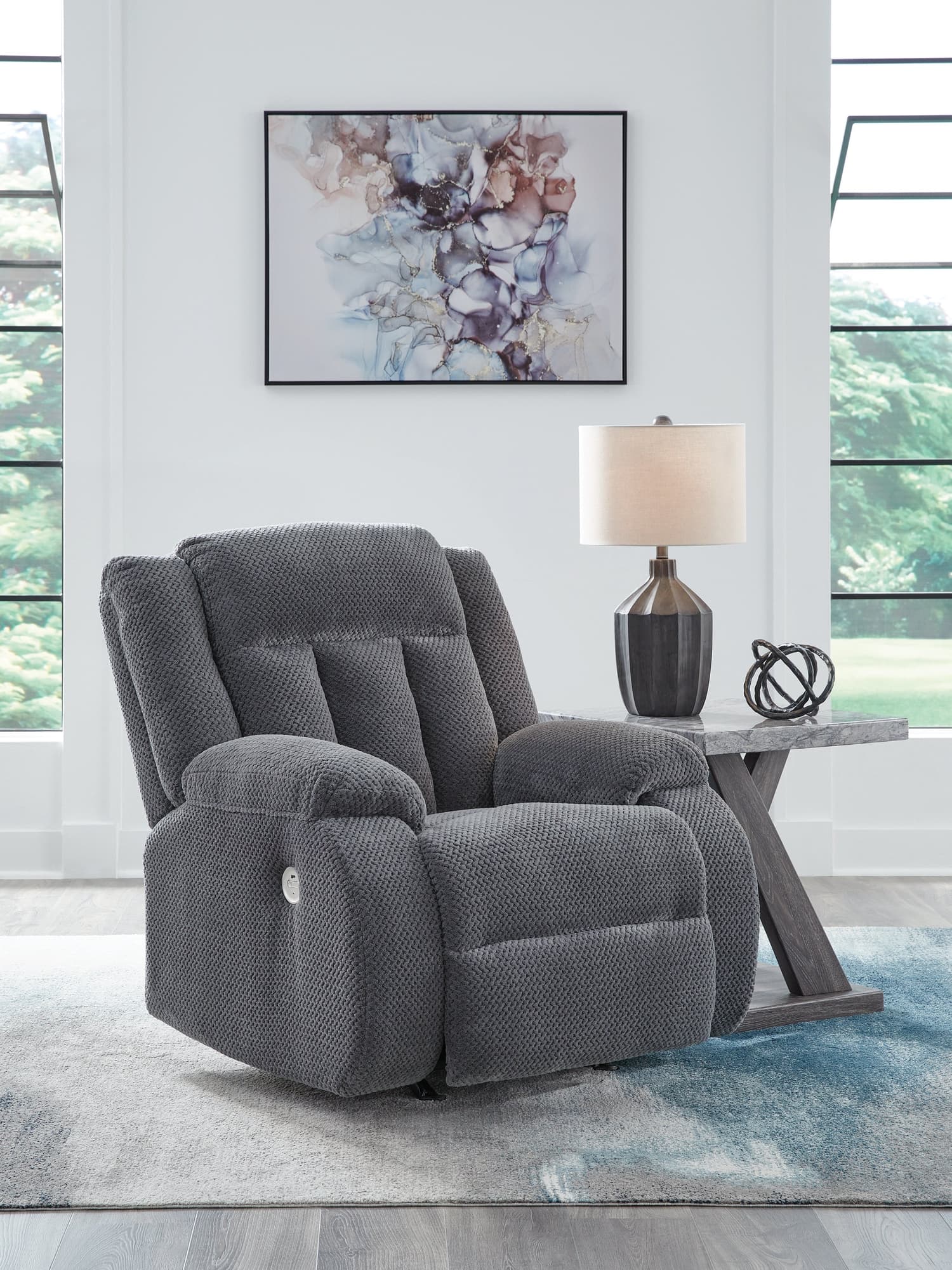 Observation Steel Velvet Power Recliner - Image 1