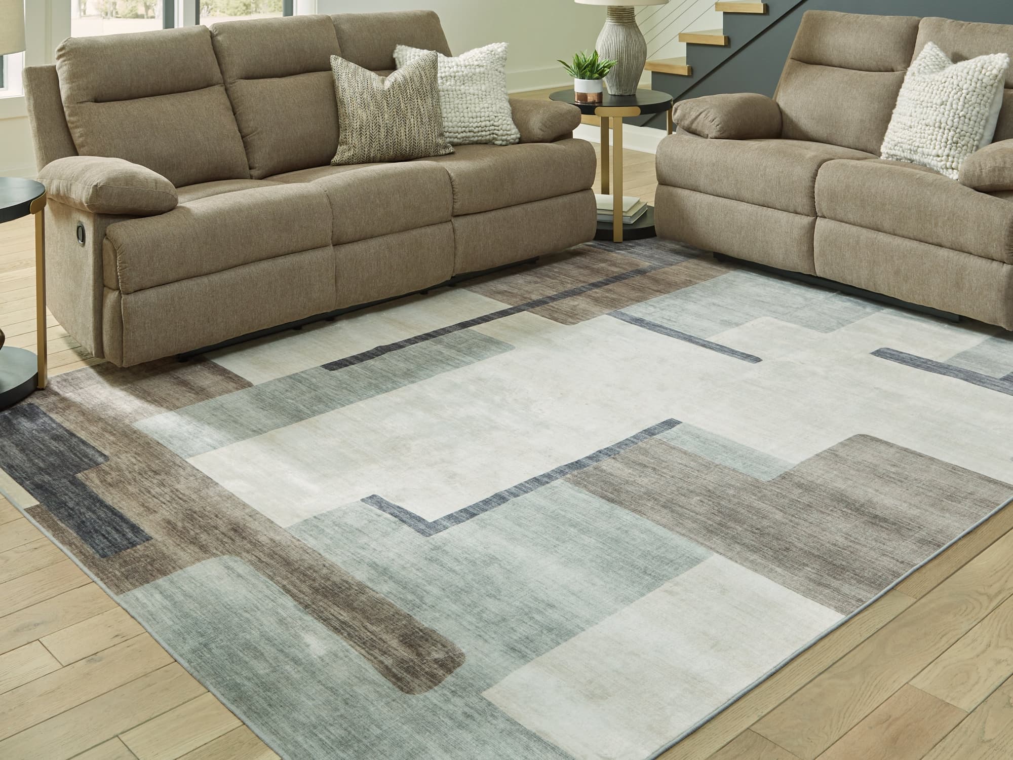 Larkport Cream/Brown/Gray Washable 8′ x 10′ Area Rug