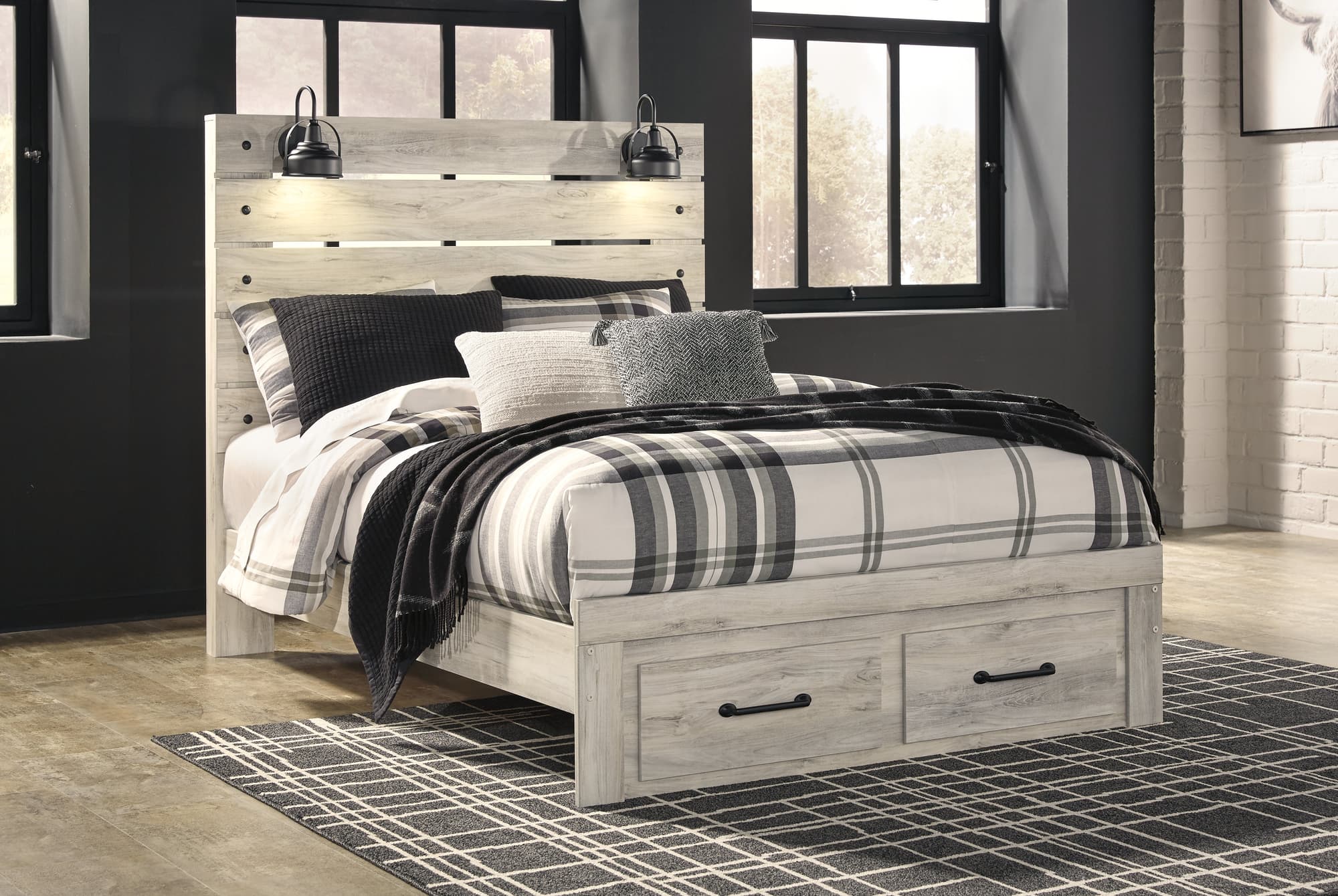 Cambeck Whitewash Queen Panel Storage Bed - Image 1