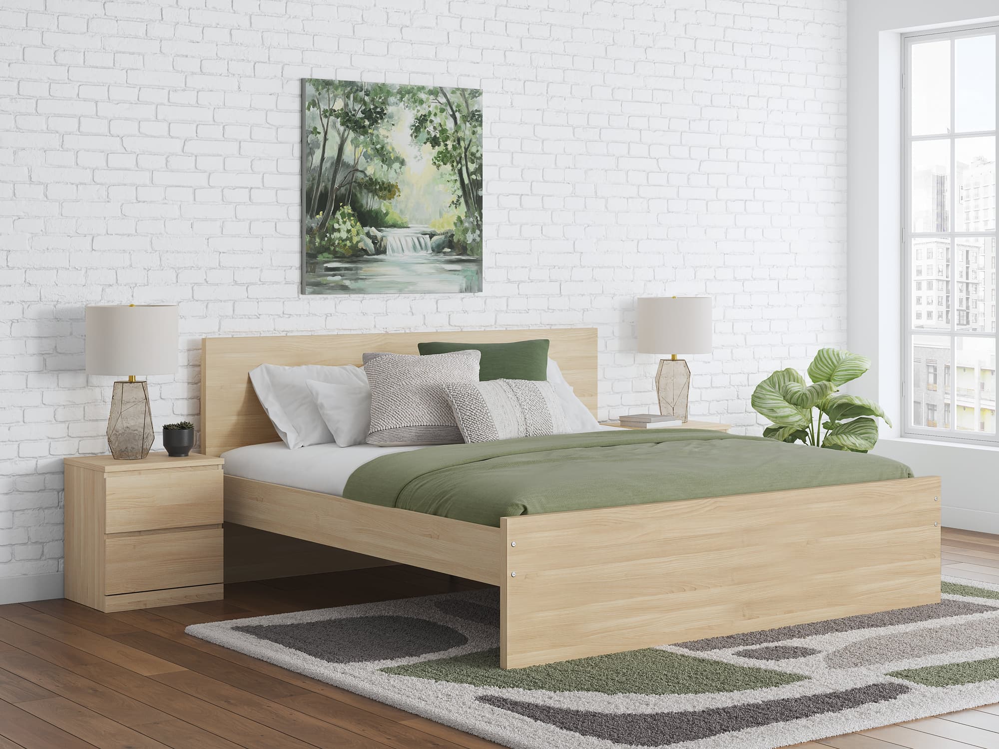 Onita Natural Queen Panel Platform Bed - Image 1