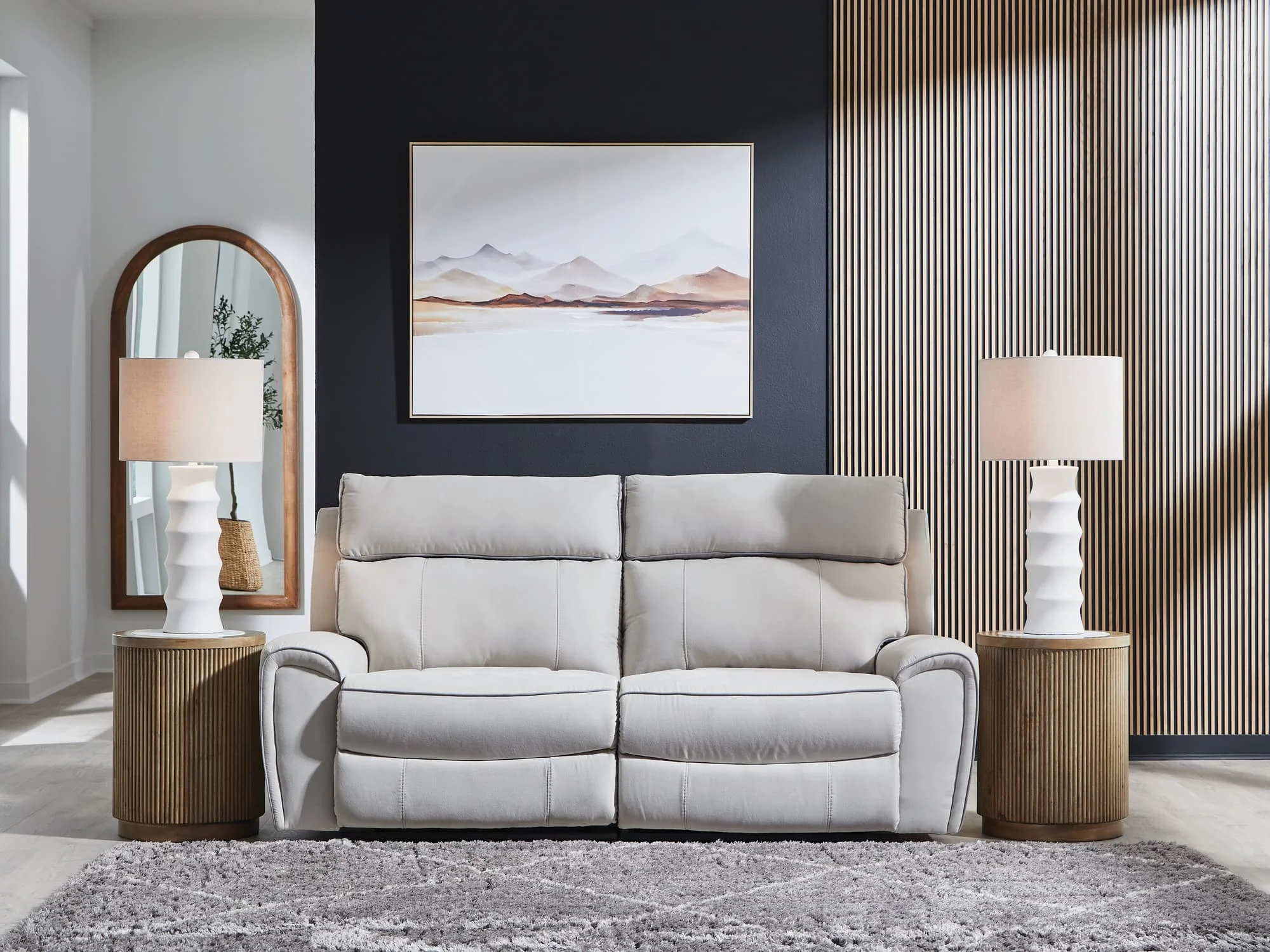 Social Pointe Pearl/Ash Chenille 2-Piece Reclining Loveseat - Image 1