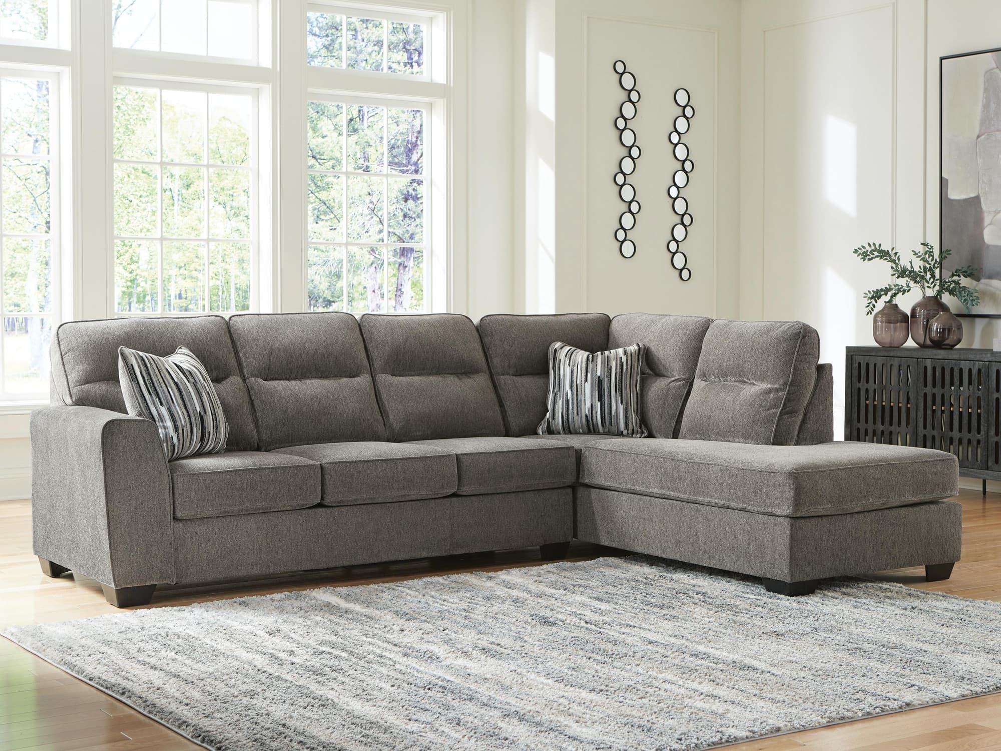 Olten Graphite Chenille 2-Piece Sectional with Chaise - Image 1