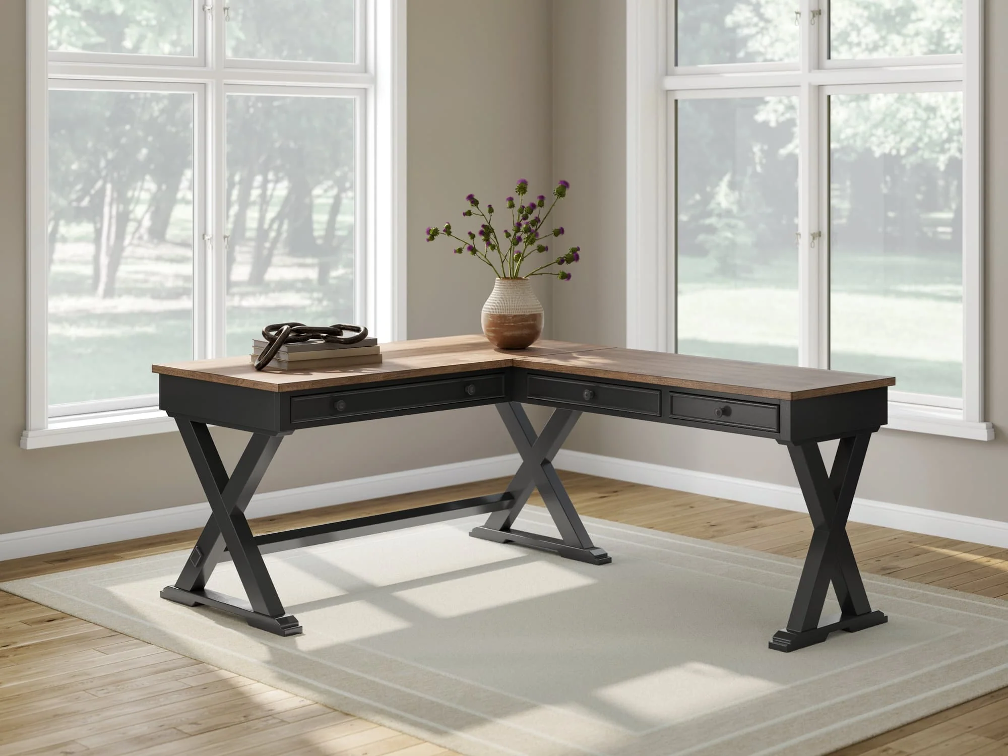 Wildenauer Brown/Black Home Office Desk - Image 1
