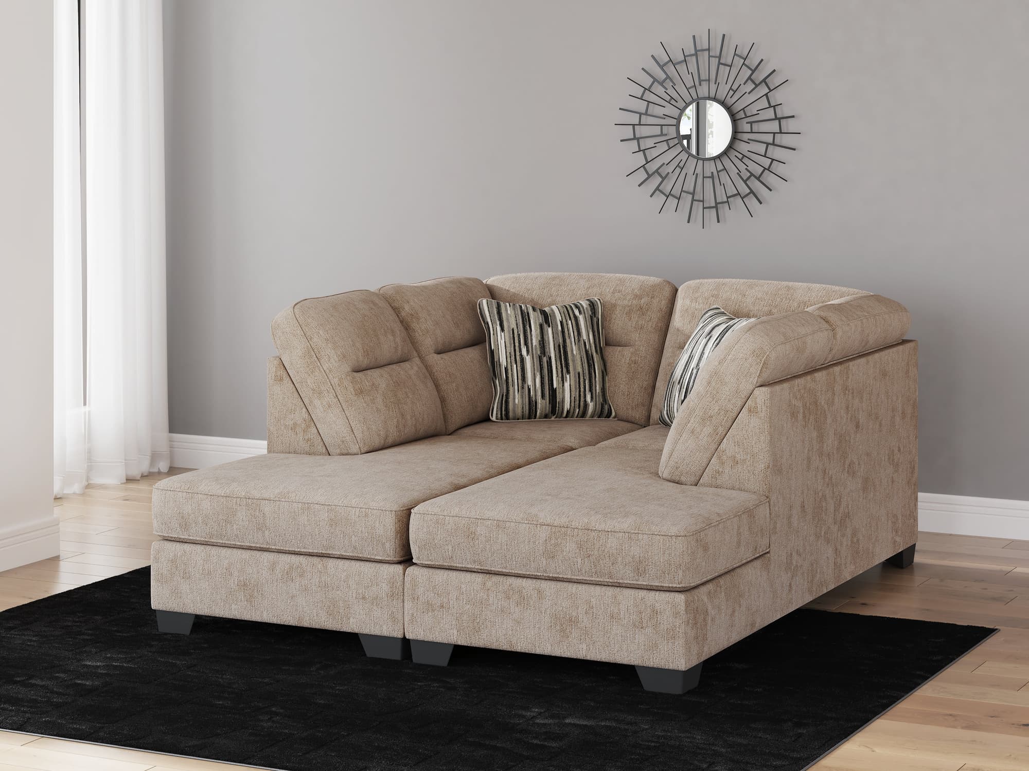 Olten Mocha Chenille 2-Piece Super Chaise - Image 1