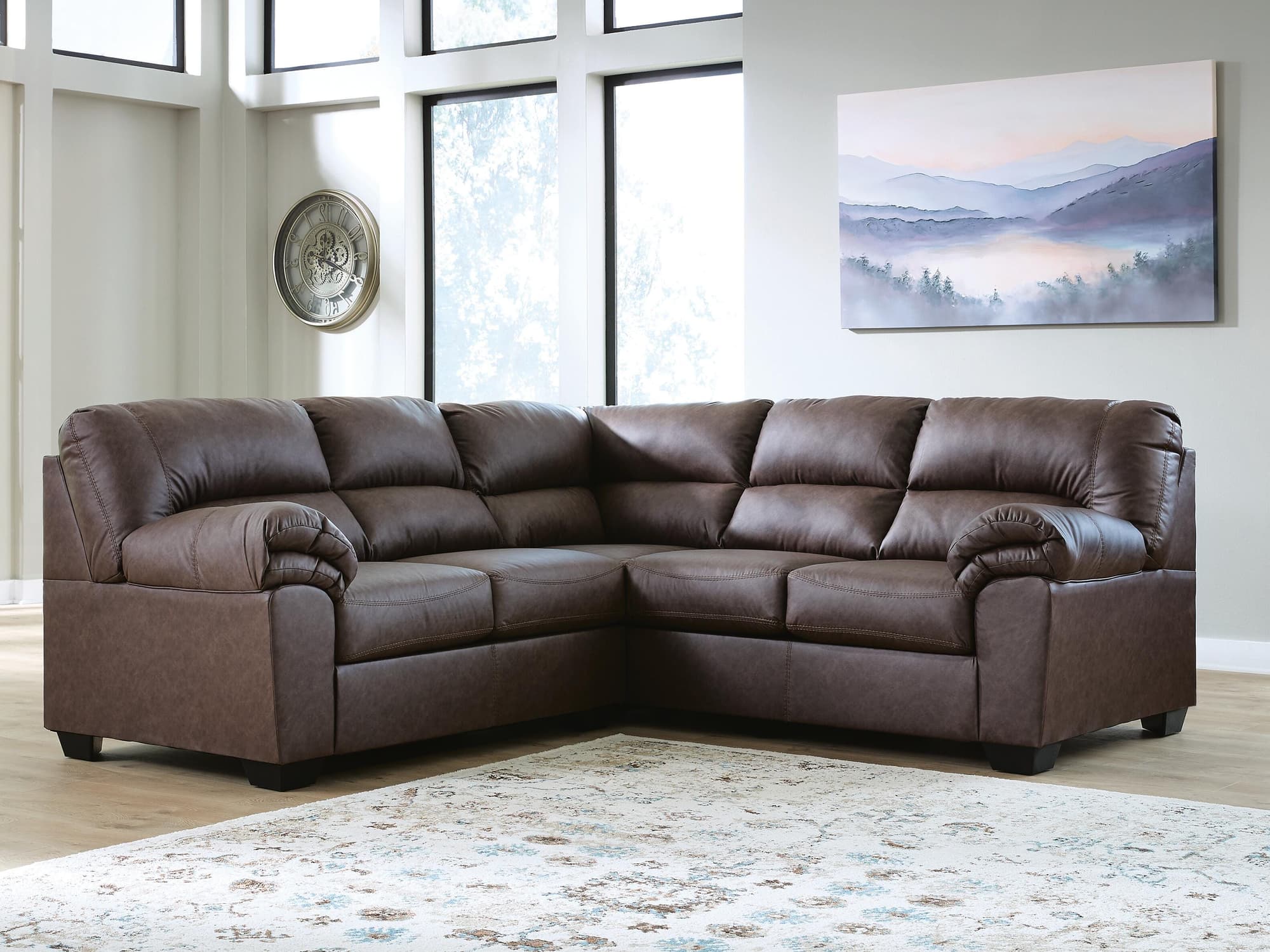 WillowBend Umber Faux Leather 2-Piece Sectional - Image 1