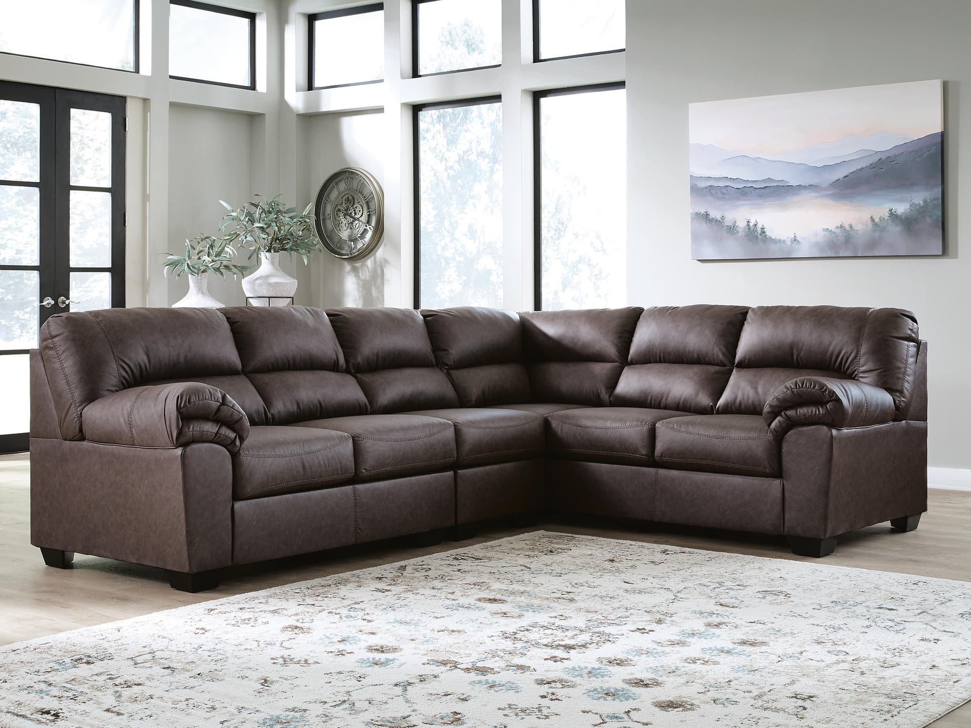 WillowBend Umber Faux Leather 3-Piece Sectional - Image 1