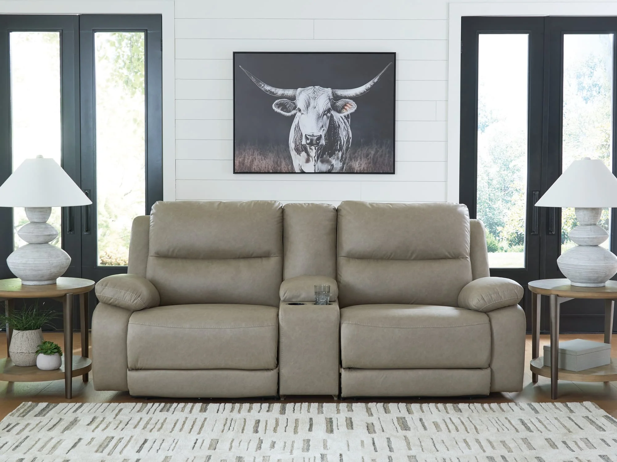 Narwhal Place Pebble Faux Leather 3-Piece Power Reclining Sectional - Image 1