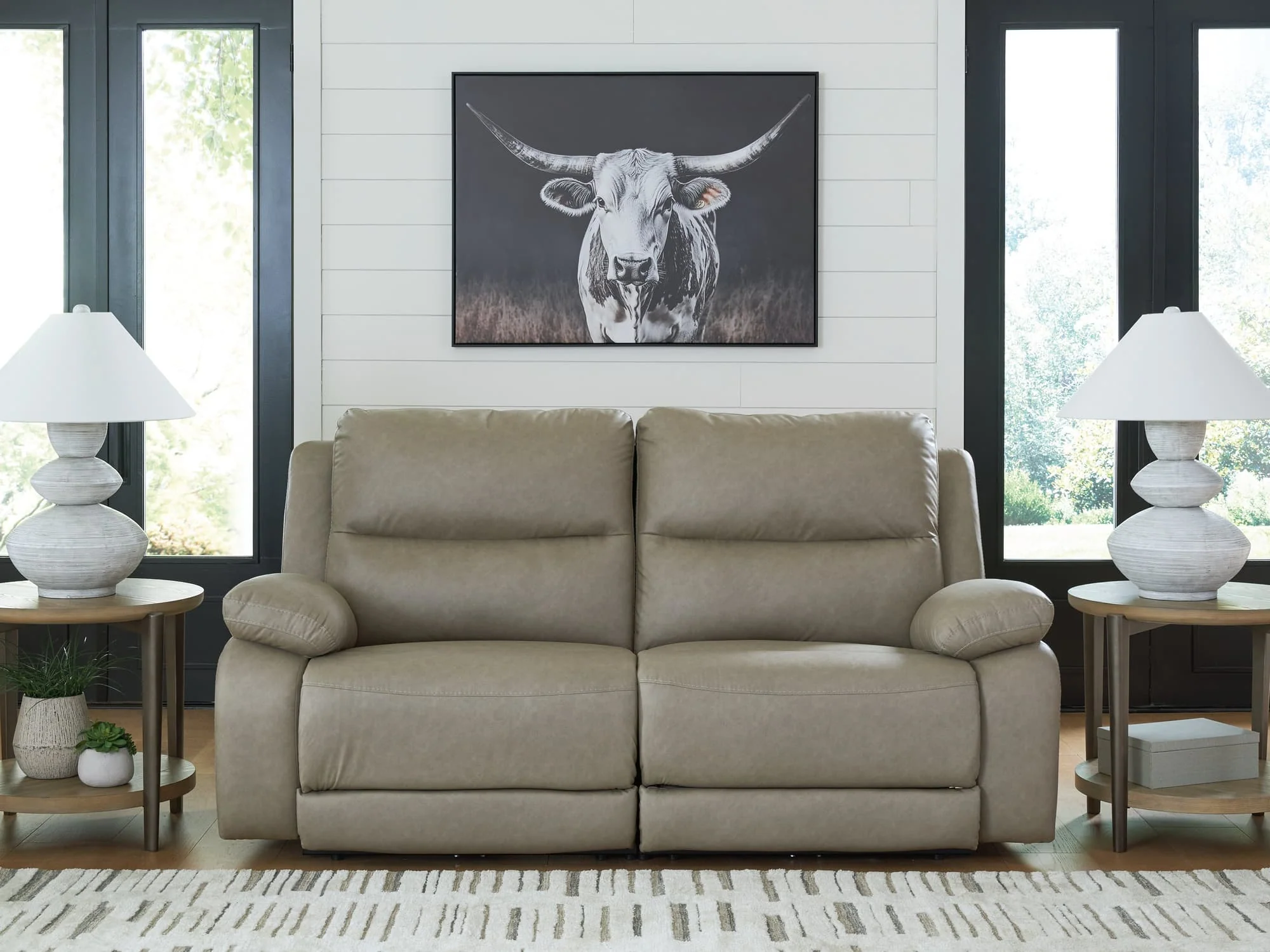 Narwhal Place Pebble Faux Leather 2-Piece Reclining Loveseat - Image 1