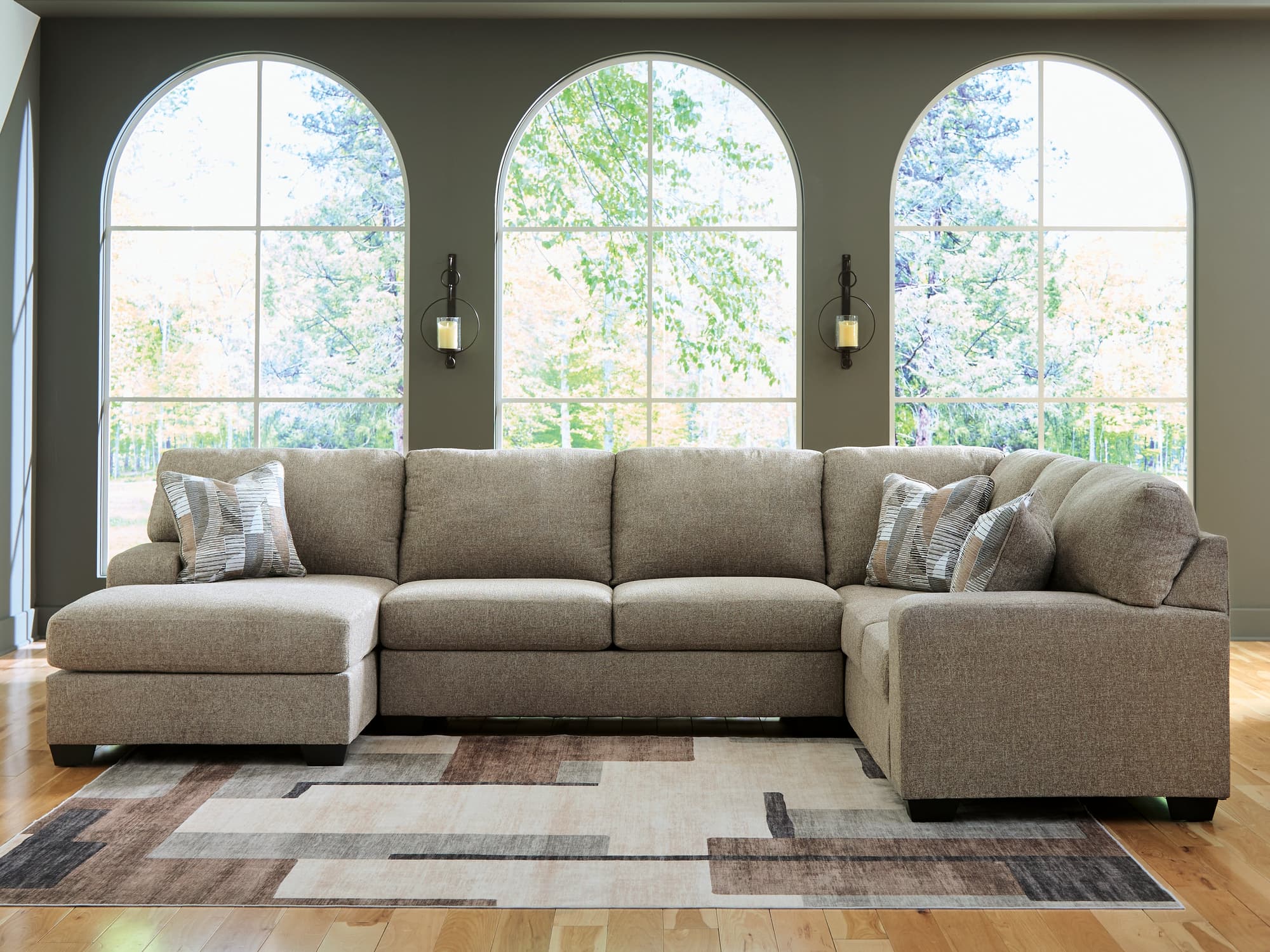 Newellen Hemp Chenille 3-Piece Sectional with Chaise - Image 1