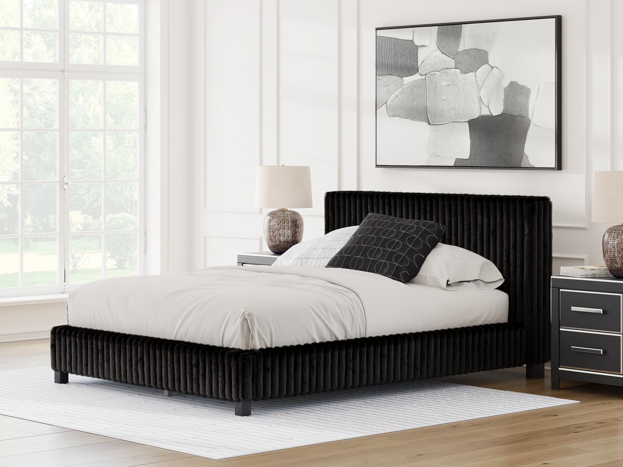 Zuraleus Black Queen Upholstered Bed - Image 1