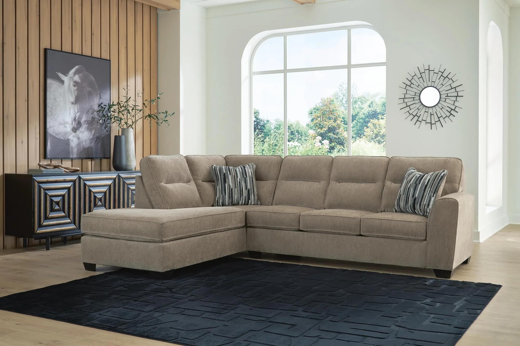 Olten Mocha Chenille 2-Piece Sectional with Chaise - Image 1