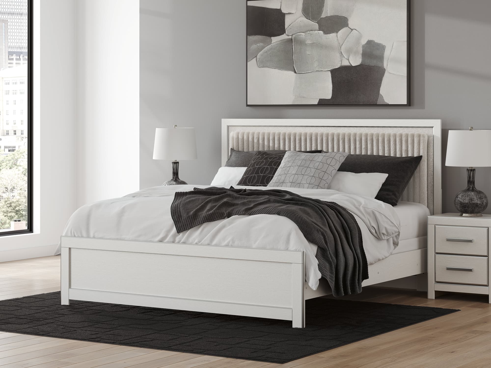 Zuraleus White King Upholstered Panel Bed - Image 1